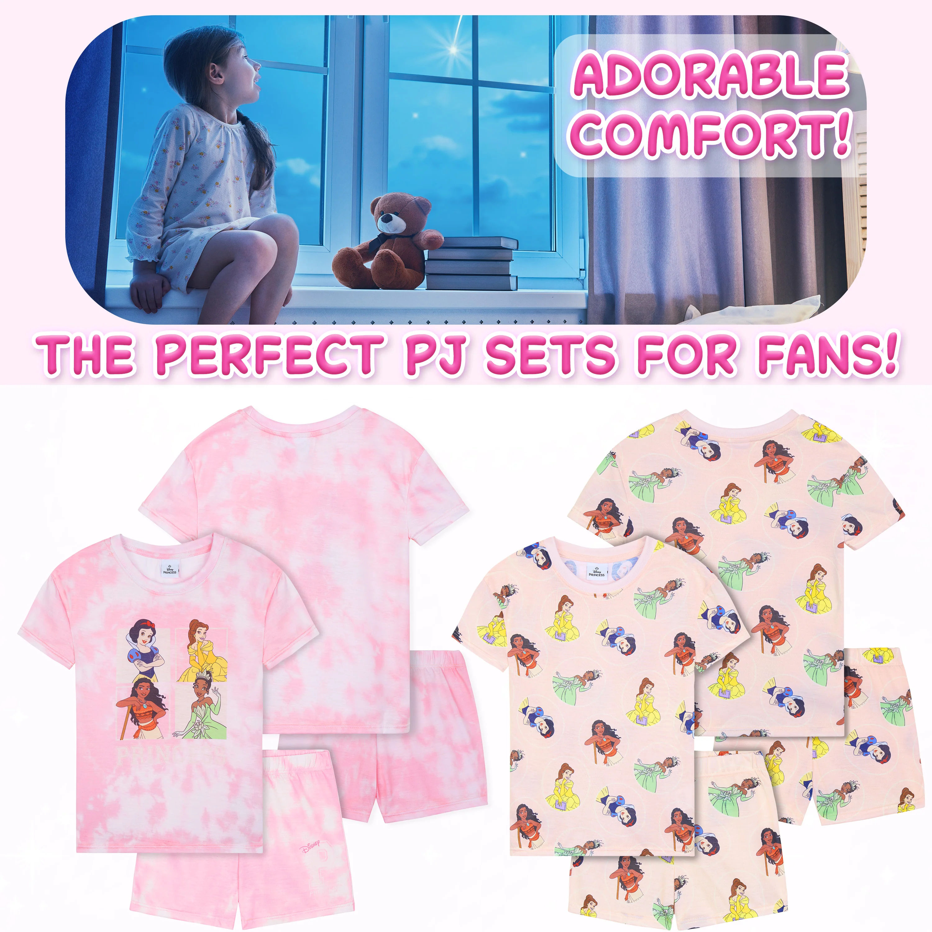 Get Trend PJs for Girls Pack of 2 Short Sleeve Pyjamas Set for Kids Teenagers Lounge Sets Nightwear Soft Comfy Sleepwear Gifts for Girls - Image 3