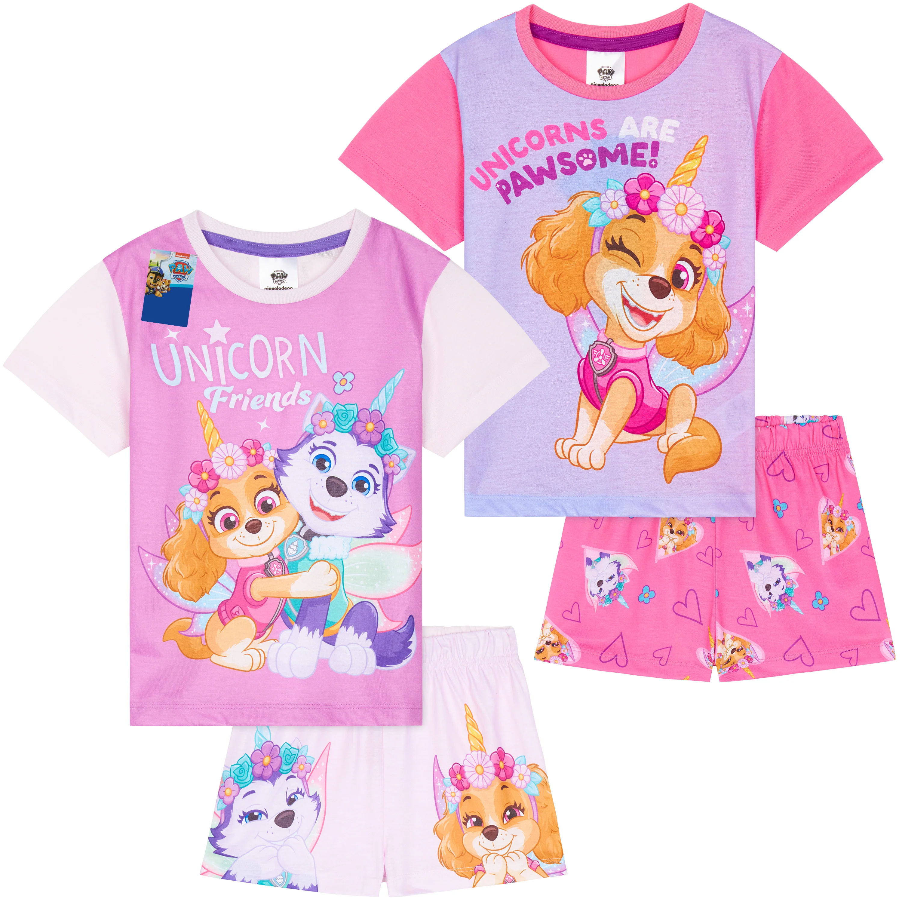 Get Trend PJs Girls 2 Pack Short Sleeve Pyjamas Set Kids Teens Lounge Sets Nightwear Soft Comfy Sleepwear Gifts for Girls - Image 3