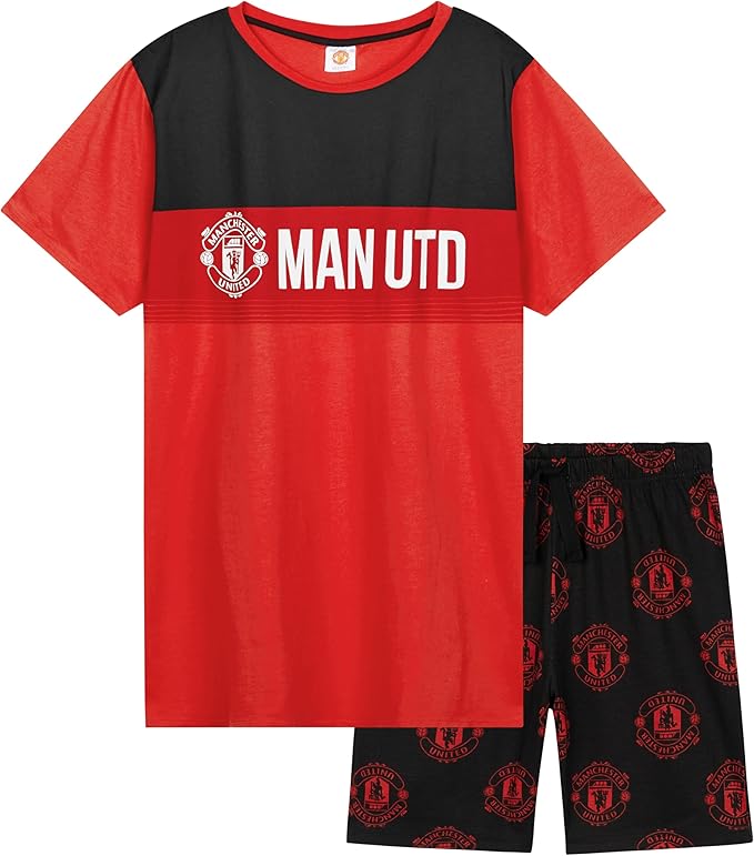 Get Trend Pyjamas for Boys Teens Short Football PJs Set Breathable Nightwear Loungewear