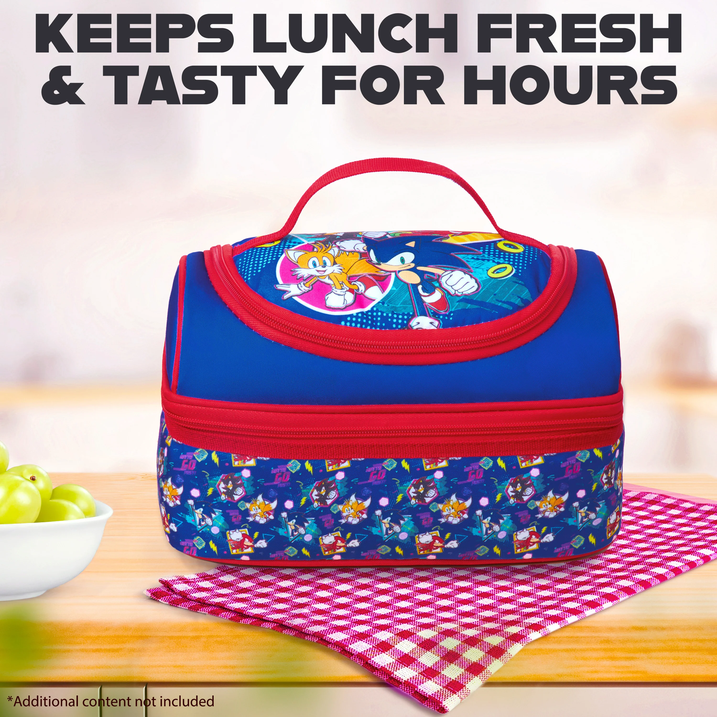 Get Trend Sonic The Hedgehog Lunch Bag for Kids Insulated Lunch Box with Compartments Knuckles Shadow Snacks Food Carrier for School Picnic Cooler Bag (Blue/Red Sonic) - Image 5