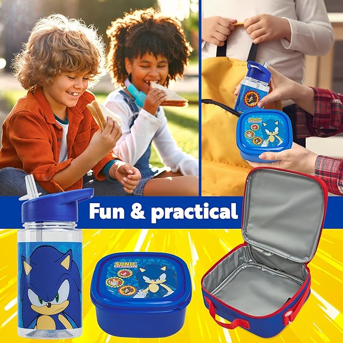 Get Trend Sonic The Hedgehog Lunch Bag Set for Kids 3 Pcs with Snack Lunch Box - Image 3