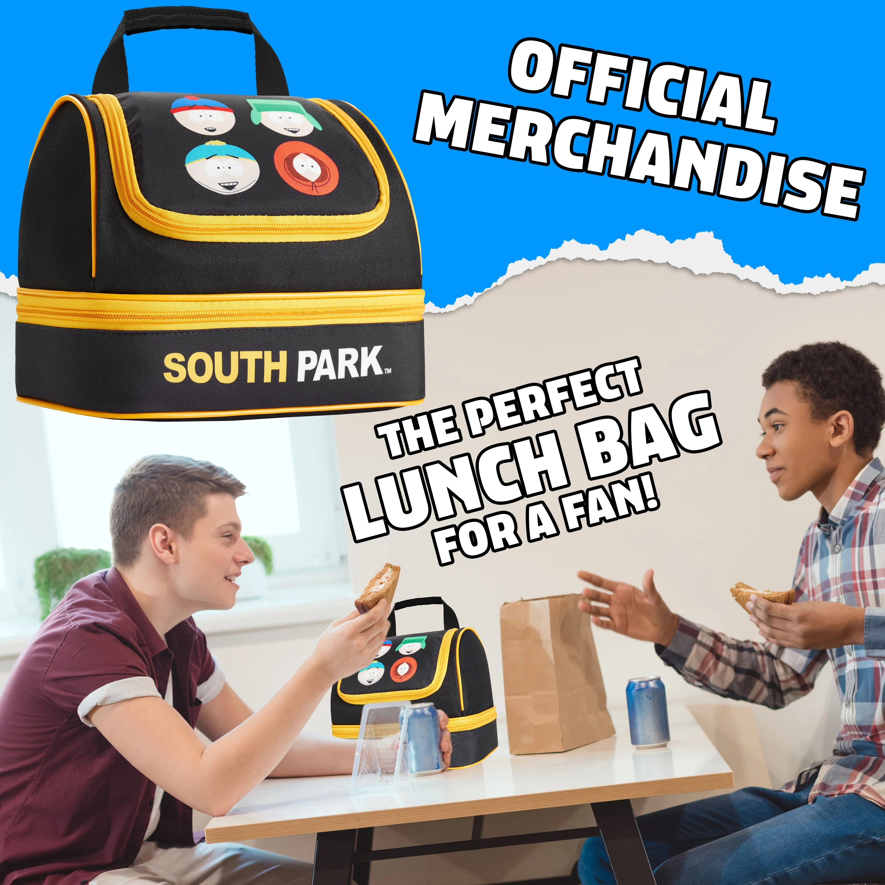 Get Trend South Park Lunch Bag for Teens Adults Stan Kenny Insulated Lunch Box Compartments Double Decker Snacks Food Carrier Work Travel Picnic Cooler Bag (Black South Park) - Image 4