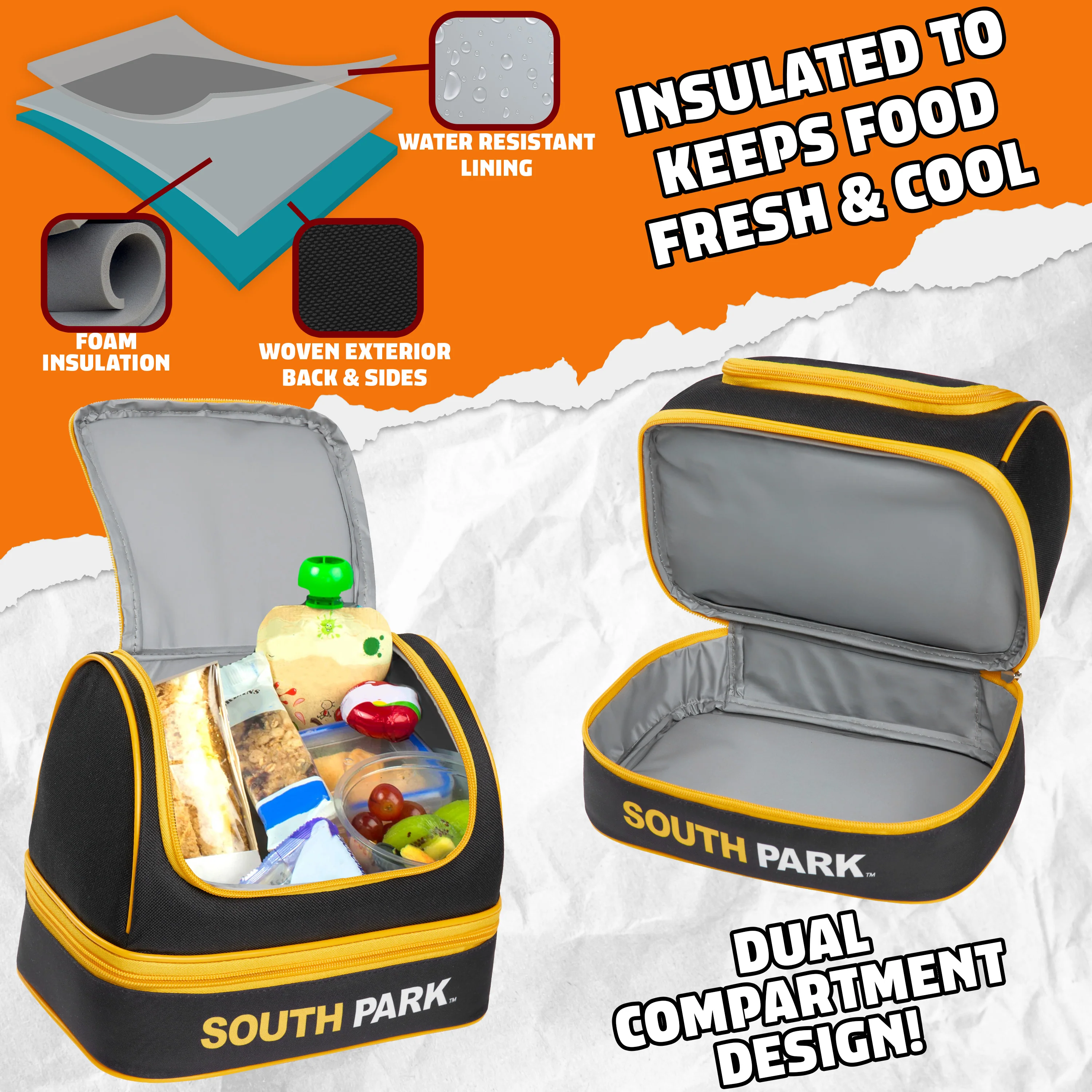 Get Trend South Park Lunch Bag for Teens Adults Stan Kenny Insulated Lunch Box Compartments Double Decker Snacks Food Carrier Work Travel Picnic Cooler Bag (Black South Park) - Image 5