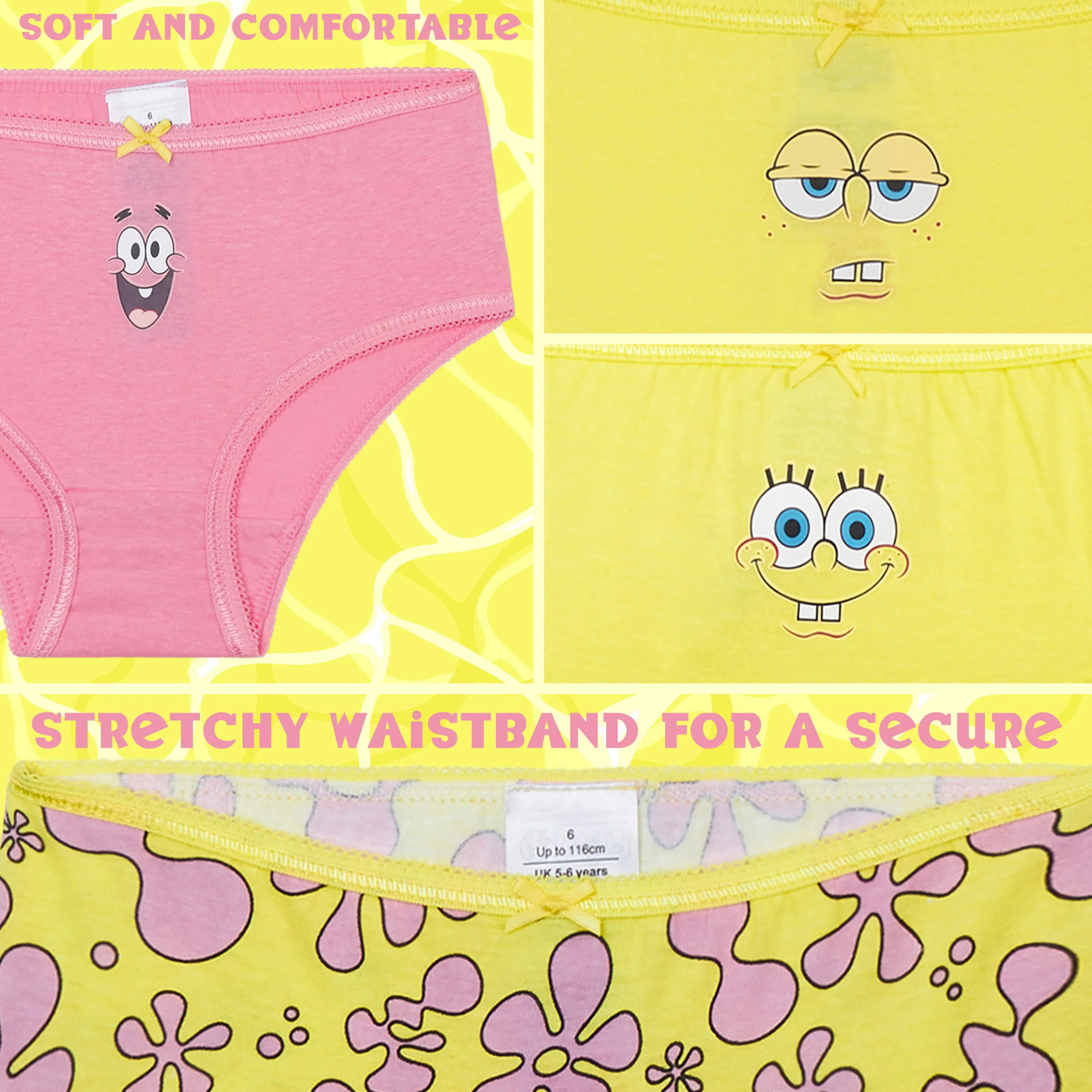 Get Trend | Spongebob Squarepants Knickers Girls Breathable Cotton Panties Toddlers Teens Underwear Multipack Underpants Girls Gifts - Image 4