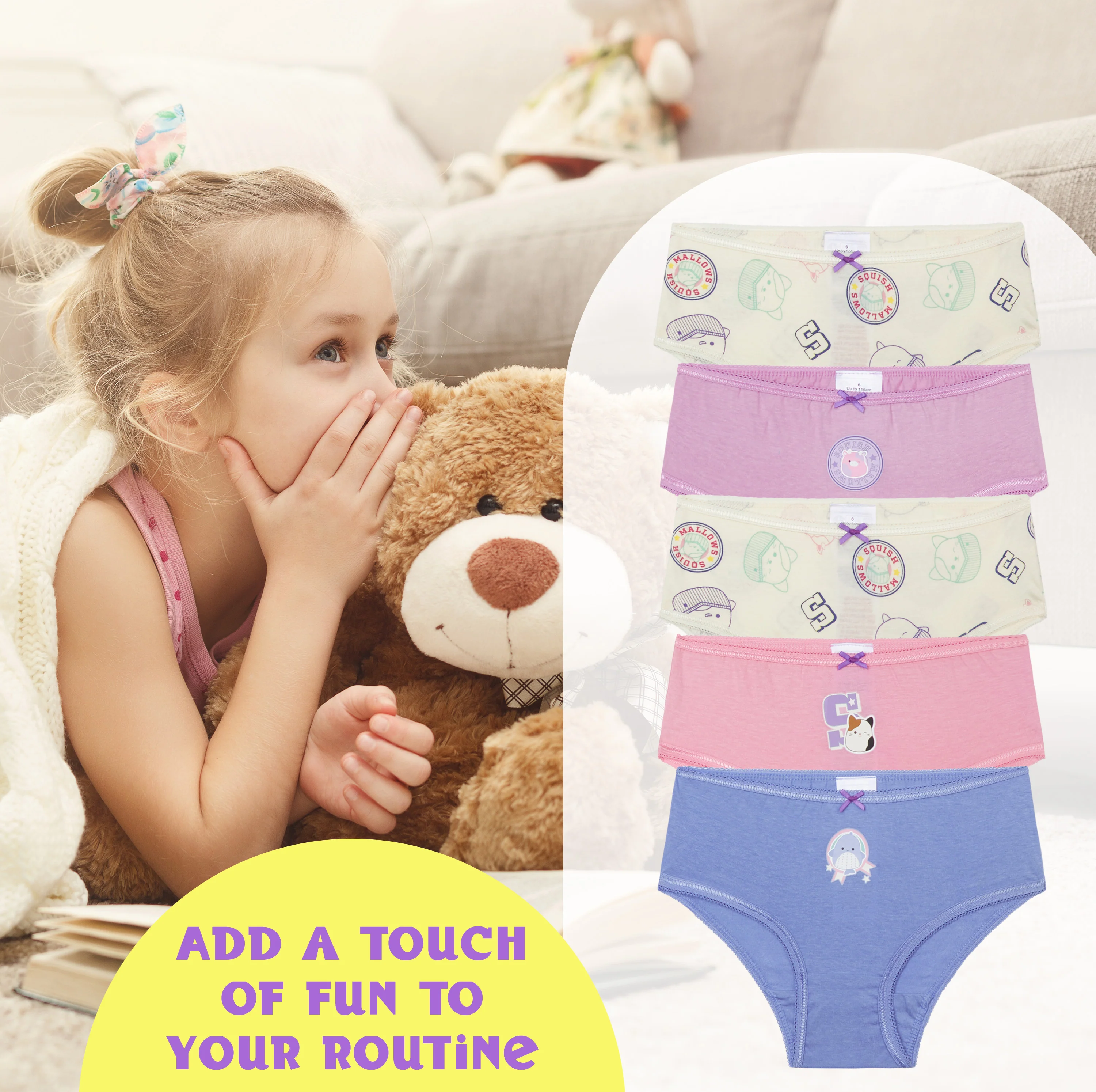 Get Trend Squishmallows Knickers Girls Breathable PantiesMultipack - Image 2
