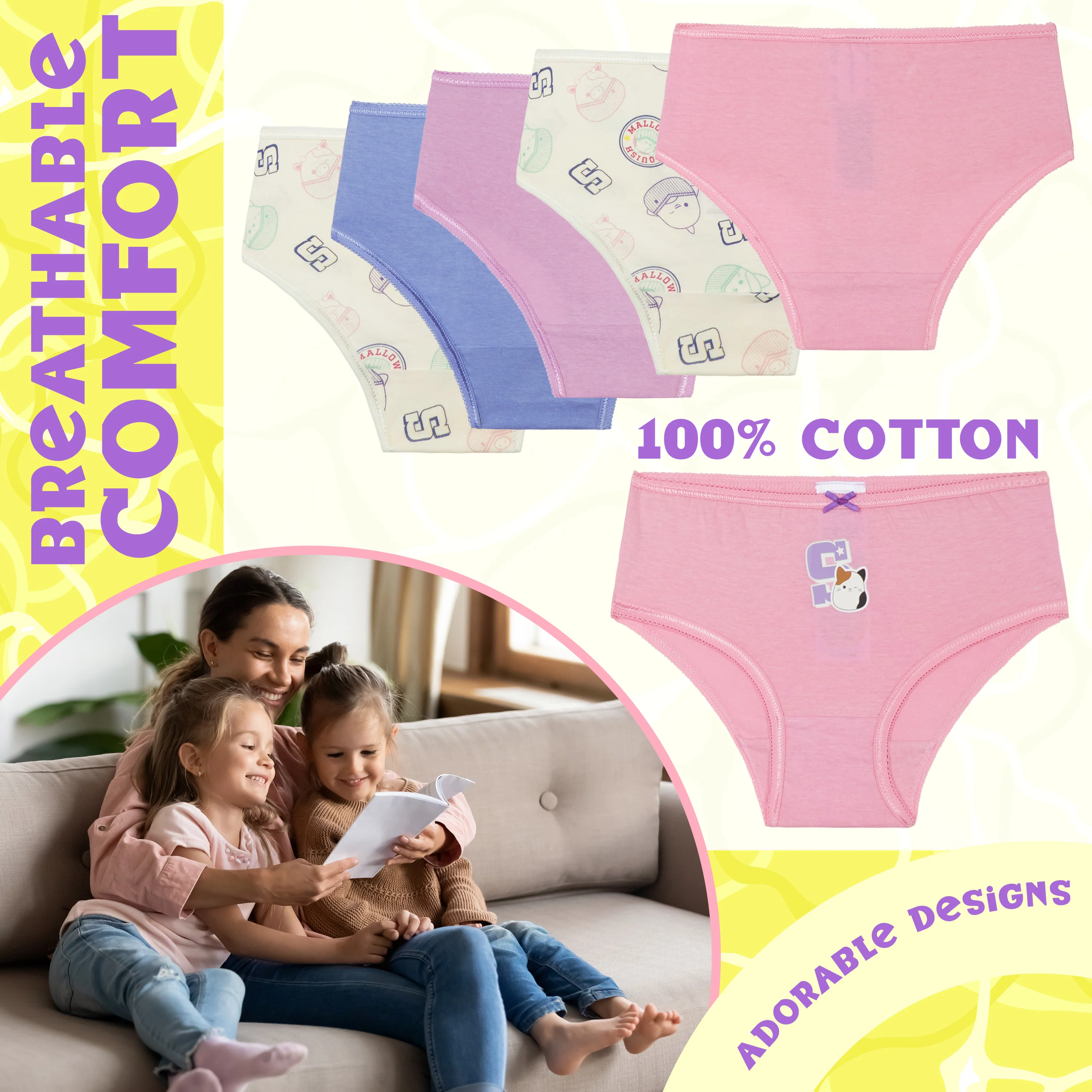 Get Trend Squishmallows Knickers Girls Breathable PantiesMultipack - Image 3
