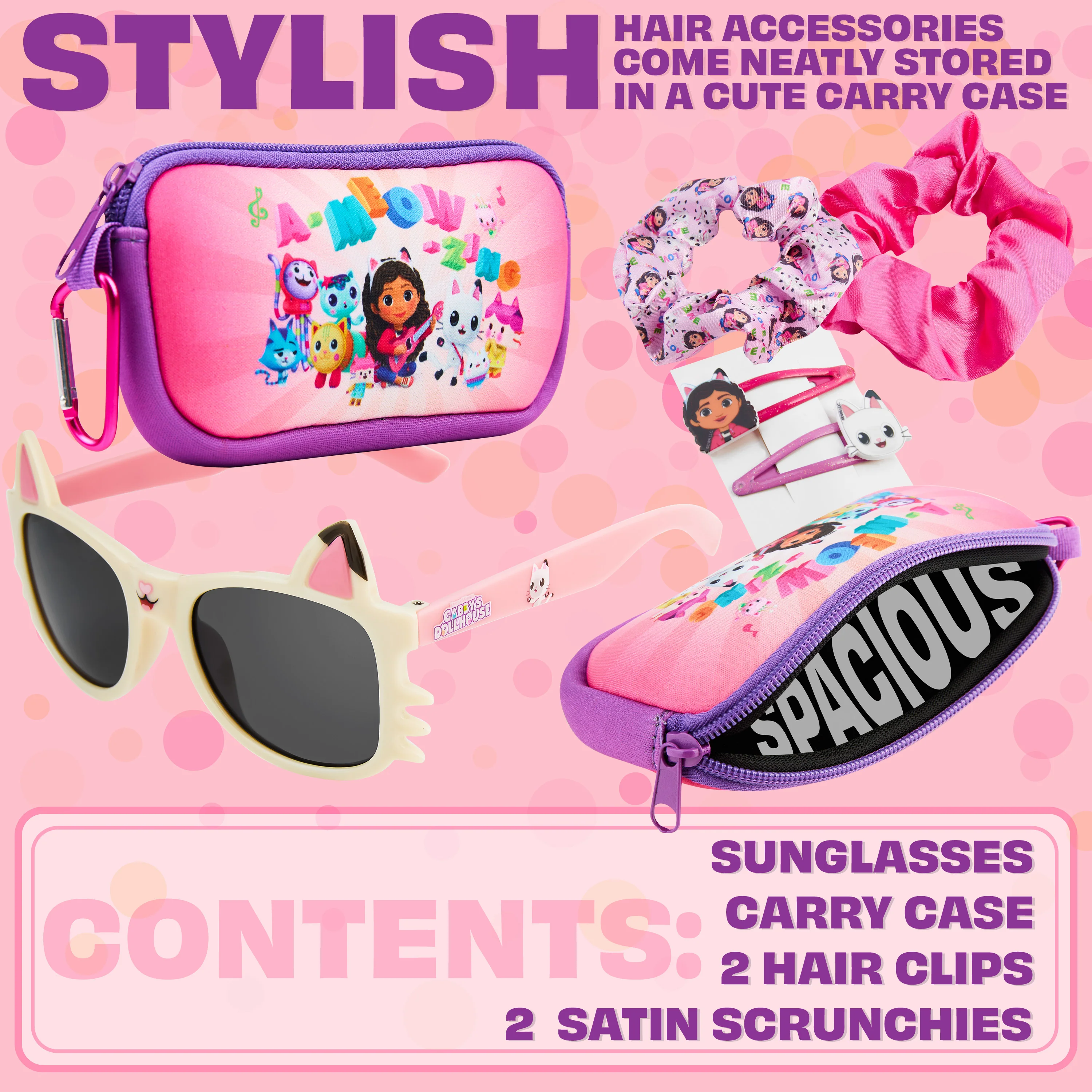 Get Trend Sunglasses and Hair Accessories Set for Girls With Clips Scrunchie Carry Case 100% UV Protection Sunglasses for Travel Holidays Days Out Girls Gifts - Image 6