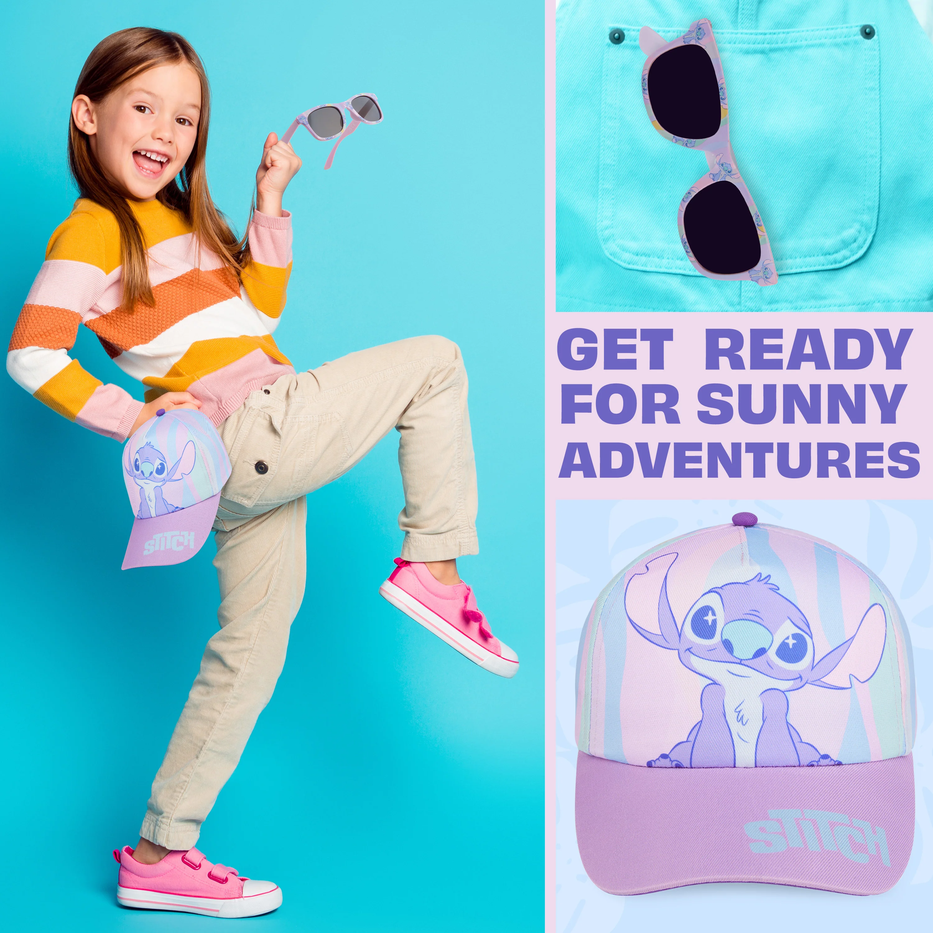 Get Trend Sunglasses Baseball Cap Set for Girls Breathable Adjustable Summer Sun Hat - Image 2