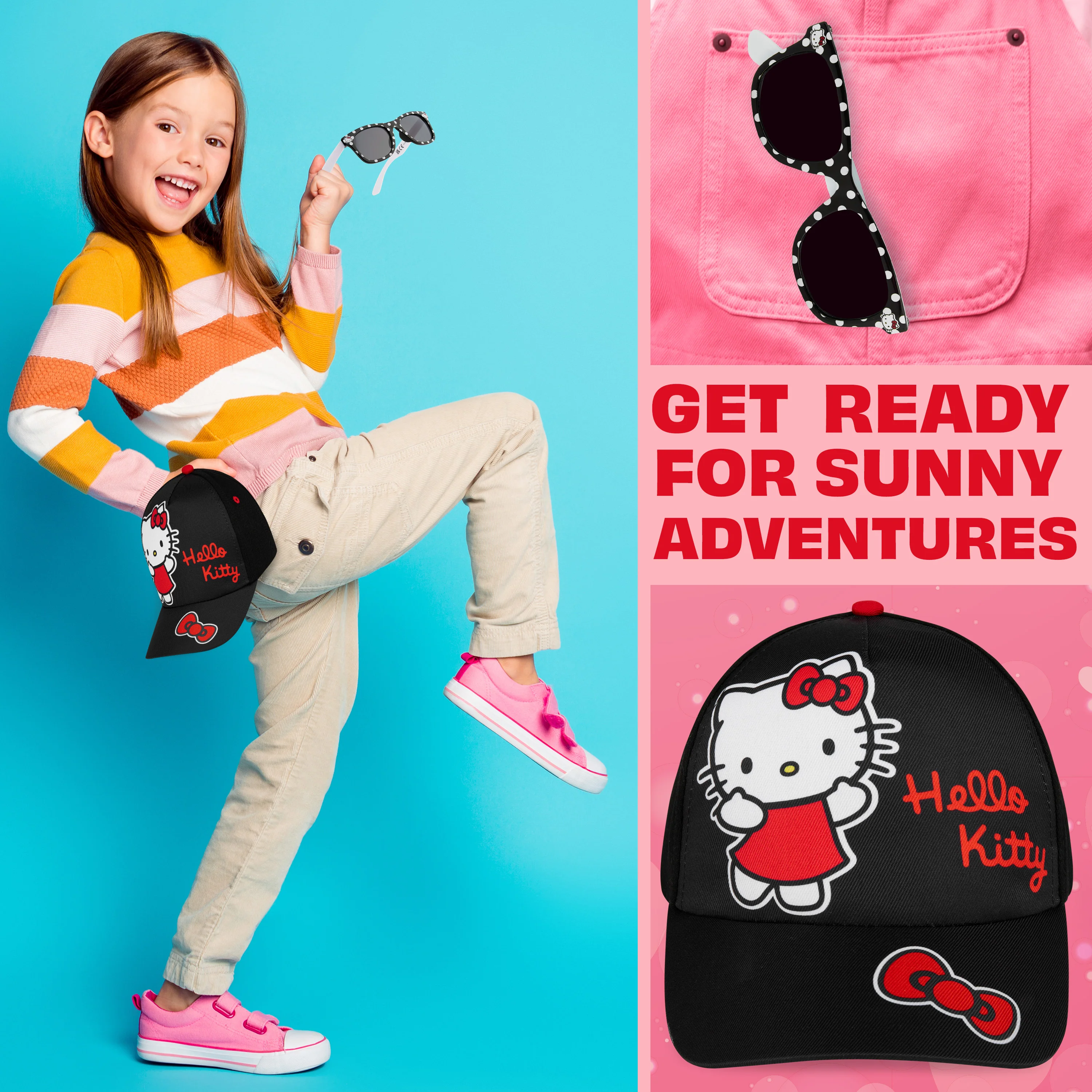 Get Trend Sunglasses Baseball Cap Set for Girls Breathable Adjustable Summer Sun Hat - Image 2