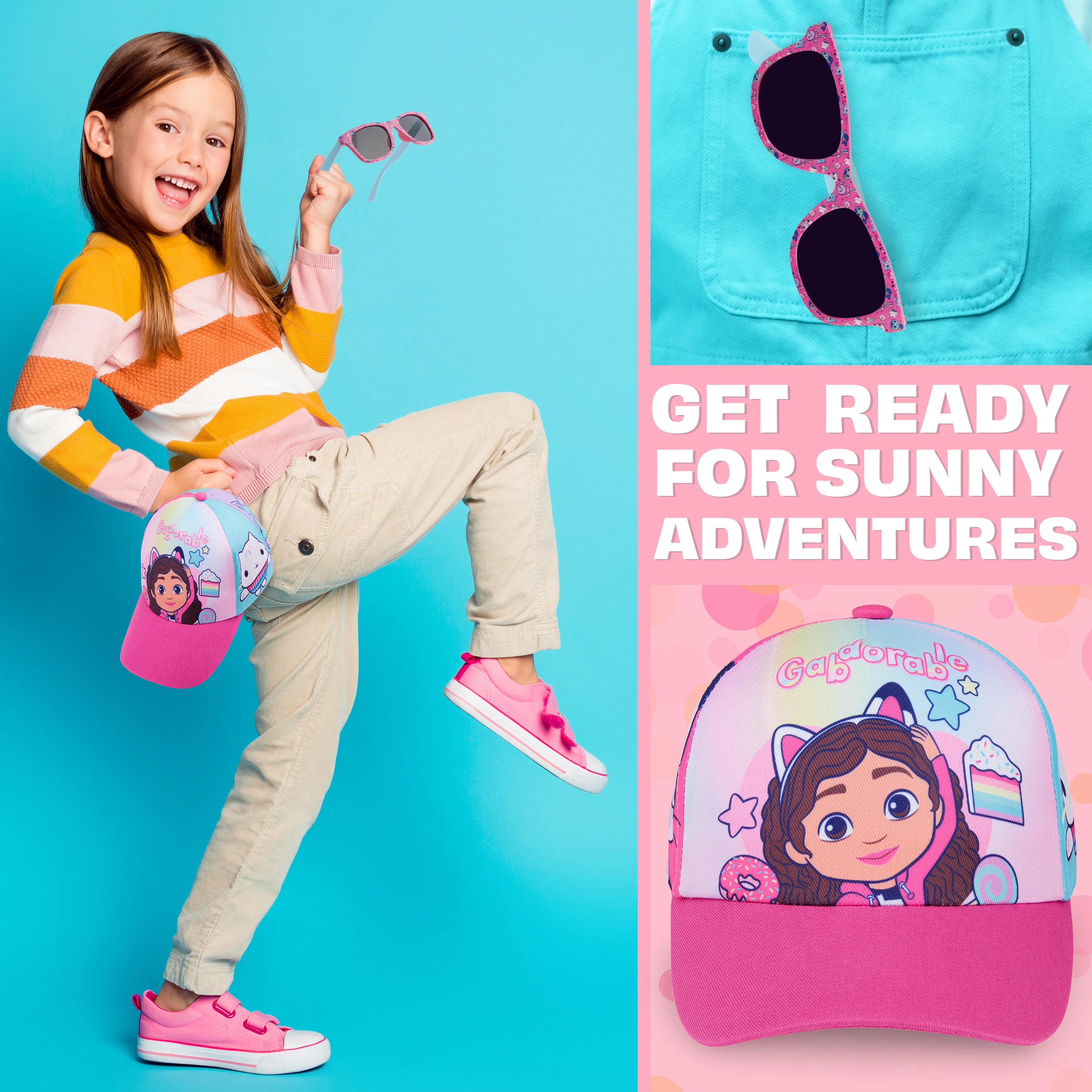 Get Trend Sunglasses Baseball Cap Set for Girls Breathable Adjustable Summer Sun Hat - Image 2