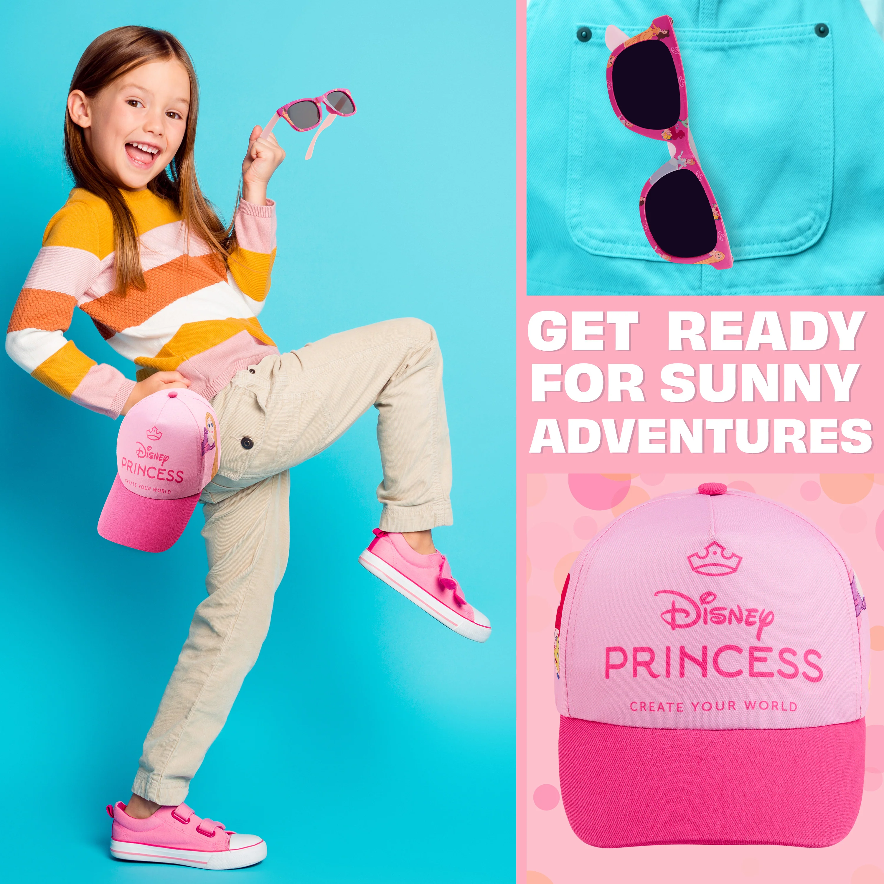 Get Trend Sunglasses Baseball Cap Set for Girls Breathable Adjustable Summer Sun Hat and UV400 Kids Sunglasses Summer Kids Travel Essentials - Image 2