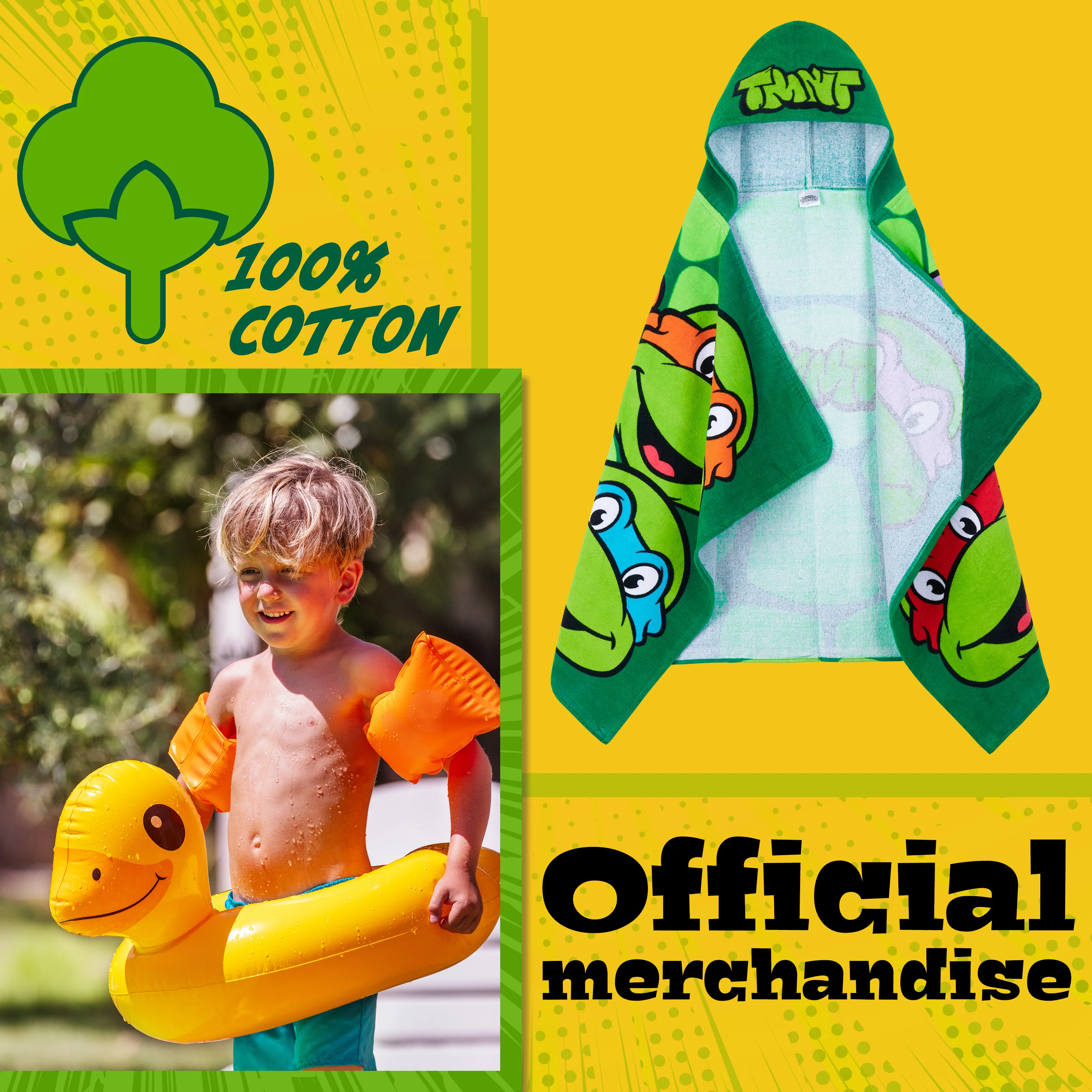 Get Trend Teenage Mutant Ninja Turtles Bath Towel with Hood Kids Changing Robe - Image 3