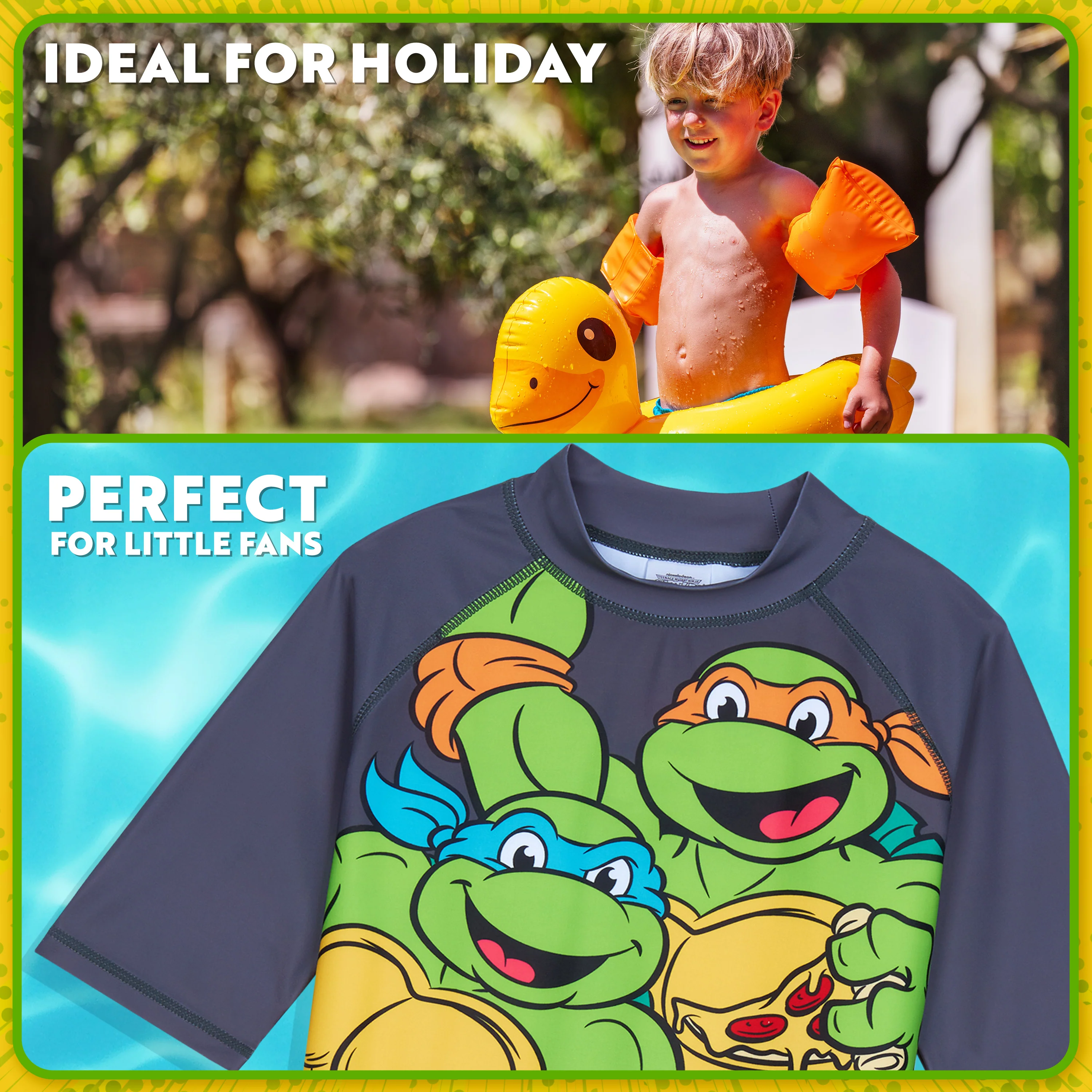 Get Trend Teenage Mutant Ninja Turtles Swimsuit Set for Boys 2 Pcs with Swimming Trunks Marshall Rubble Chase Boys Rash Vest for Swimming Beach Trip Holiday Essentials - Image 2