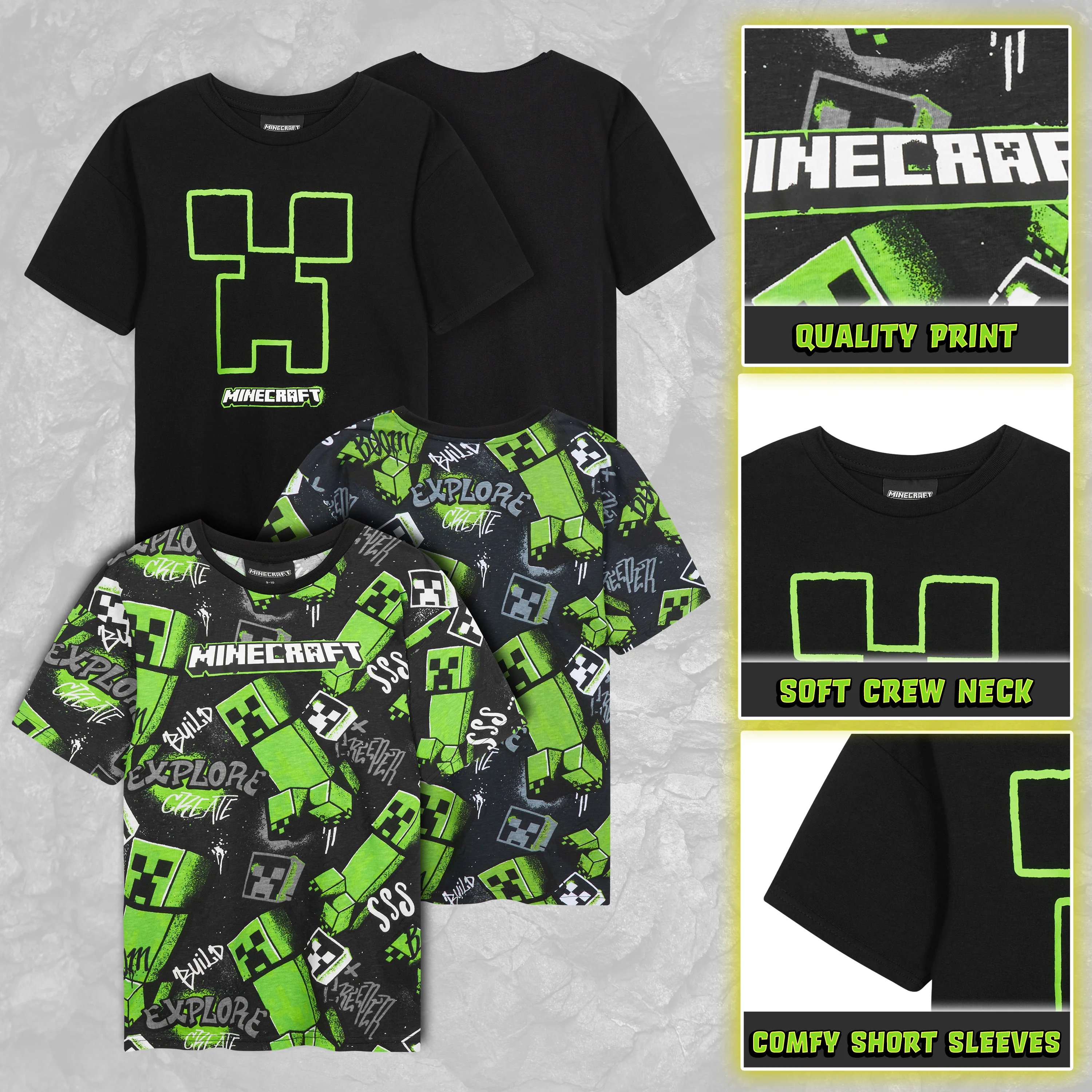 Get Trend Top Boys Teenagers T Shirts Pack of 3, 2 or 1 Soft Breathable Short Sleeve Casual Summer Gamer Tops Multipack Tees - Image 4