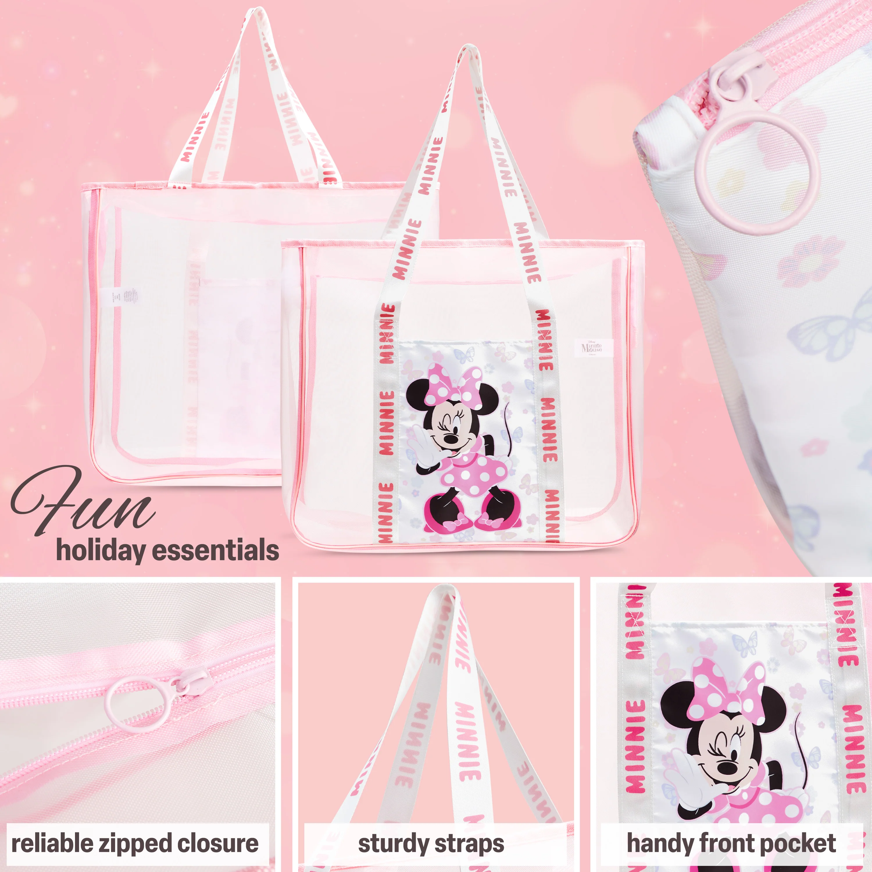 Get Trend Travel Bag for Women & Teenagers Mesh Zipped Tote Bag - Image 4