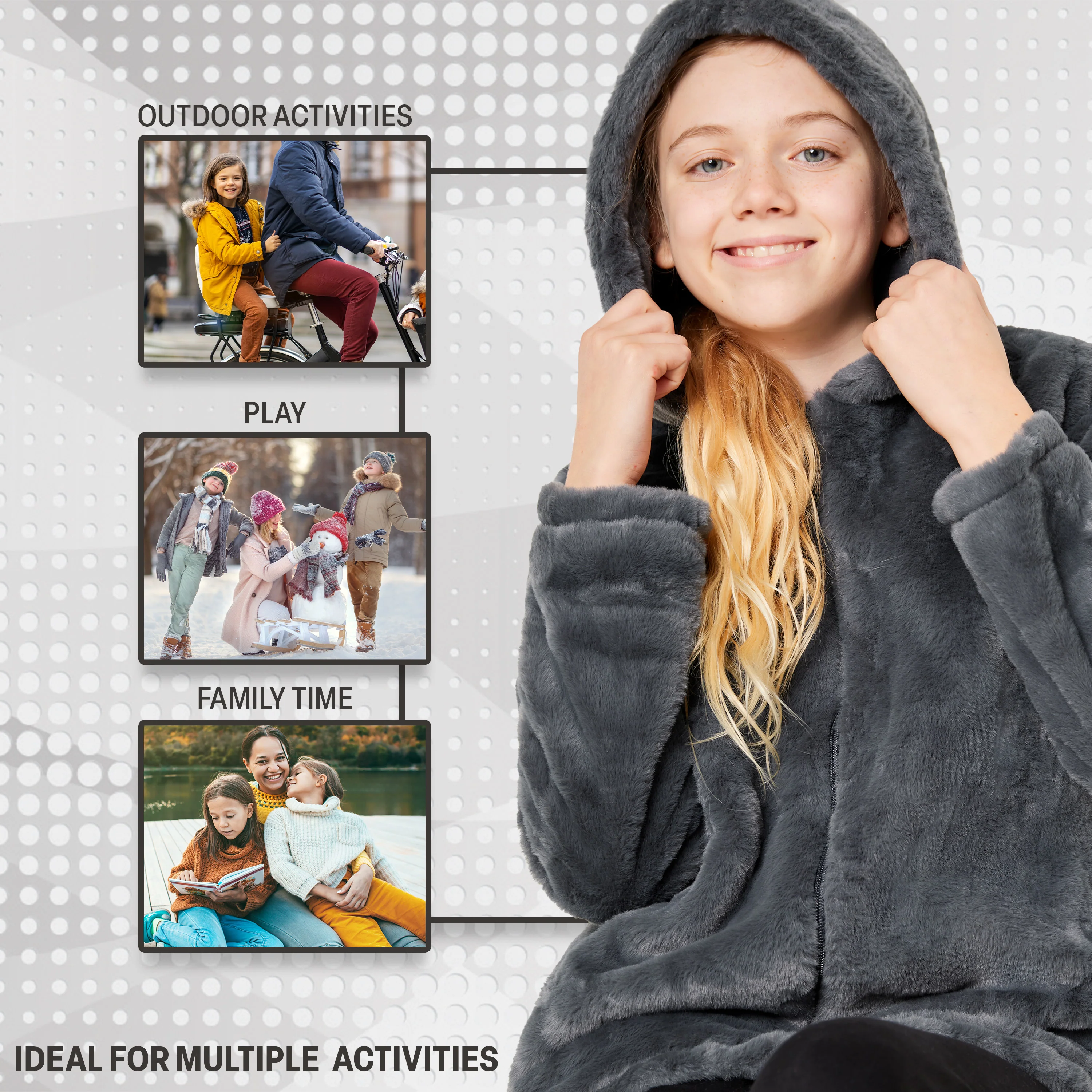 Girls Coat - Fluffy Hooded Zip Up Coat for Kids and Teenagers - Image 12