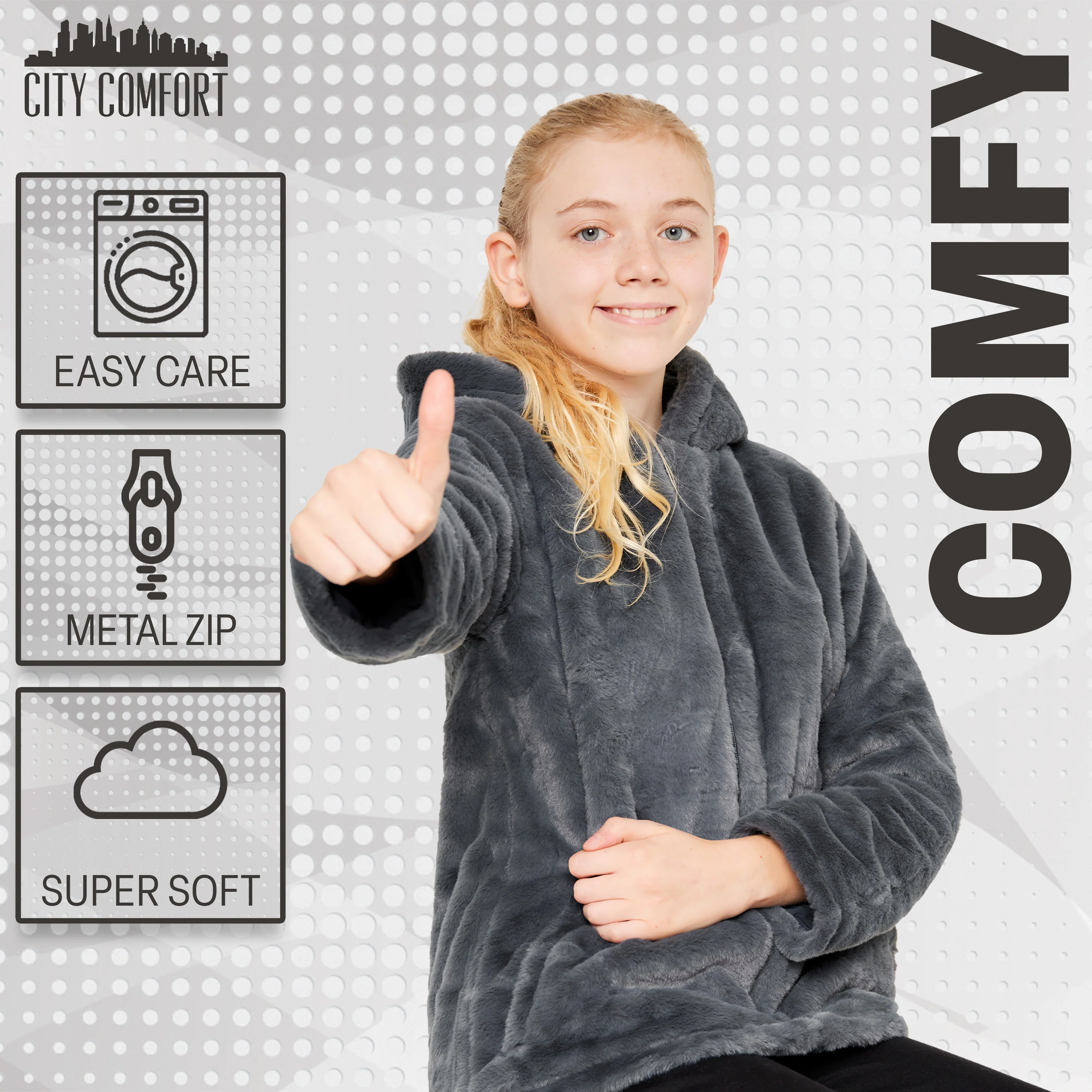 Girls Coat - Fluffy Hooded Zip Up Coat for Kids and Teenagers - Image 14