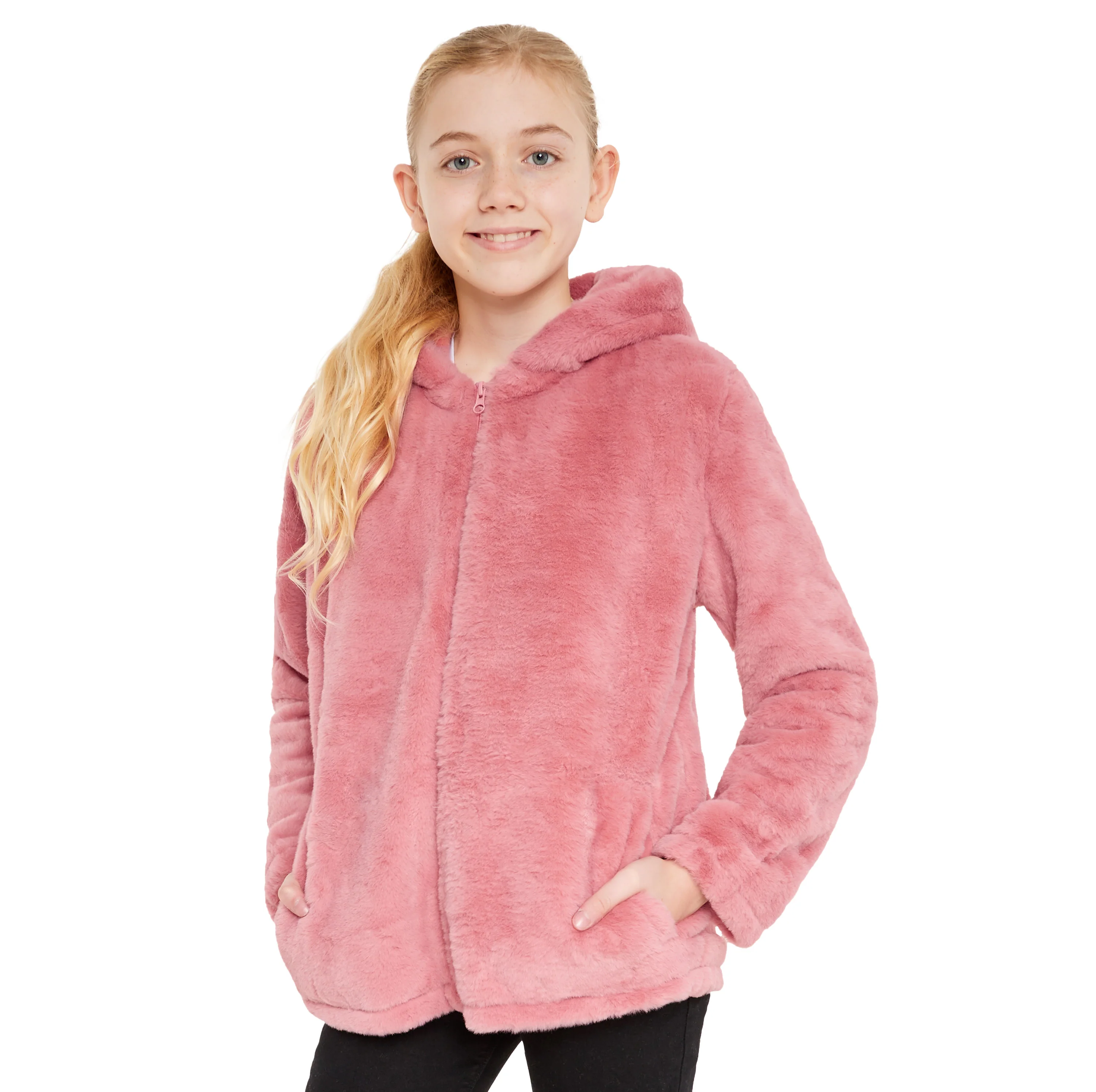 Girls Coat - Fluffy Hooded Zip Up Coat for Kids and Teenagers - Image 16