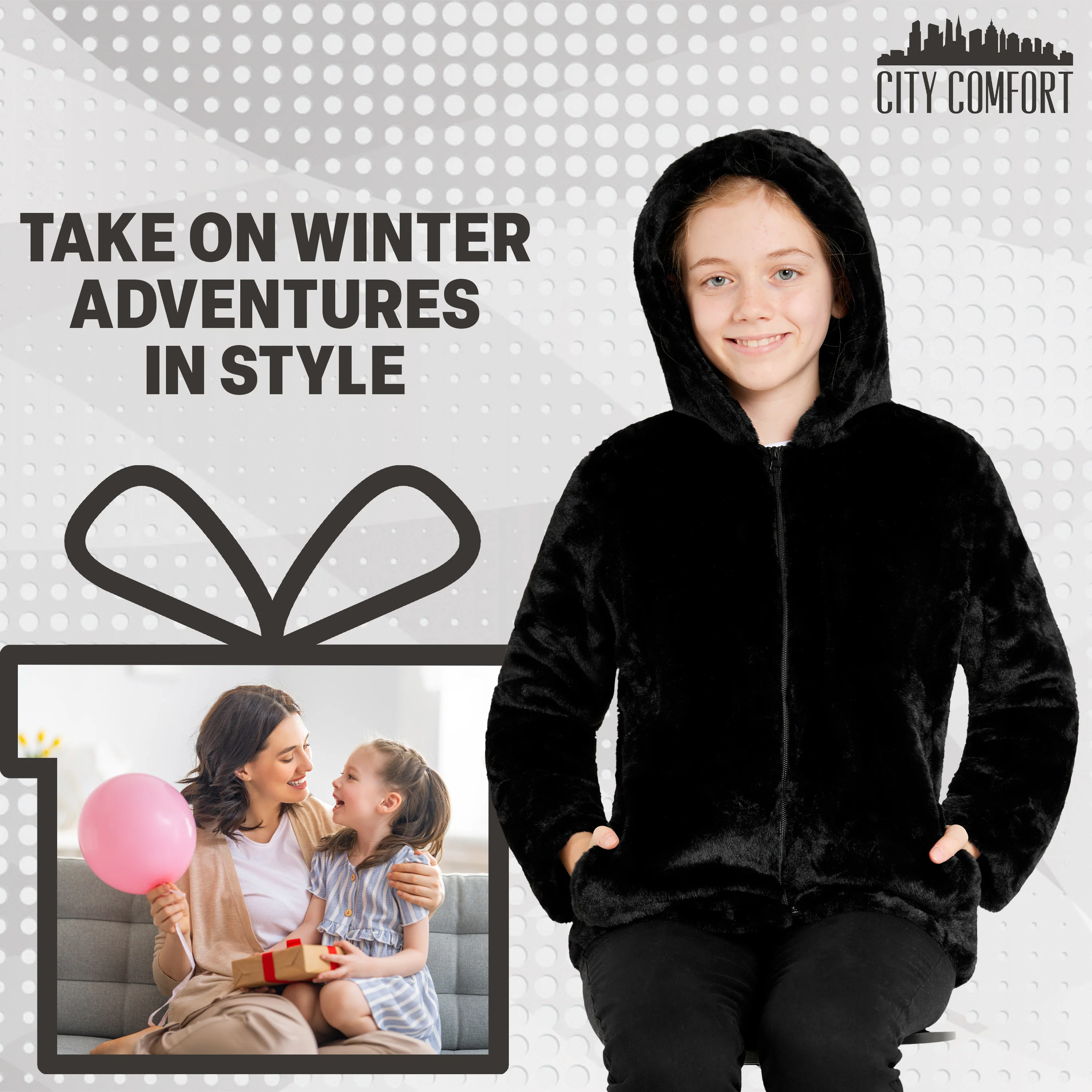 Girls Coat - Fluffy Hooded Zip Up Coat for Kids and Teenagers - Sizes 7-14 Years Cosy Stylish Winter Coat Outwear - Gifts for Girls - Image 3