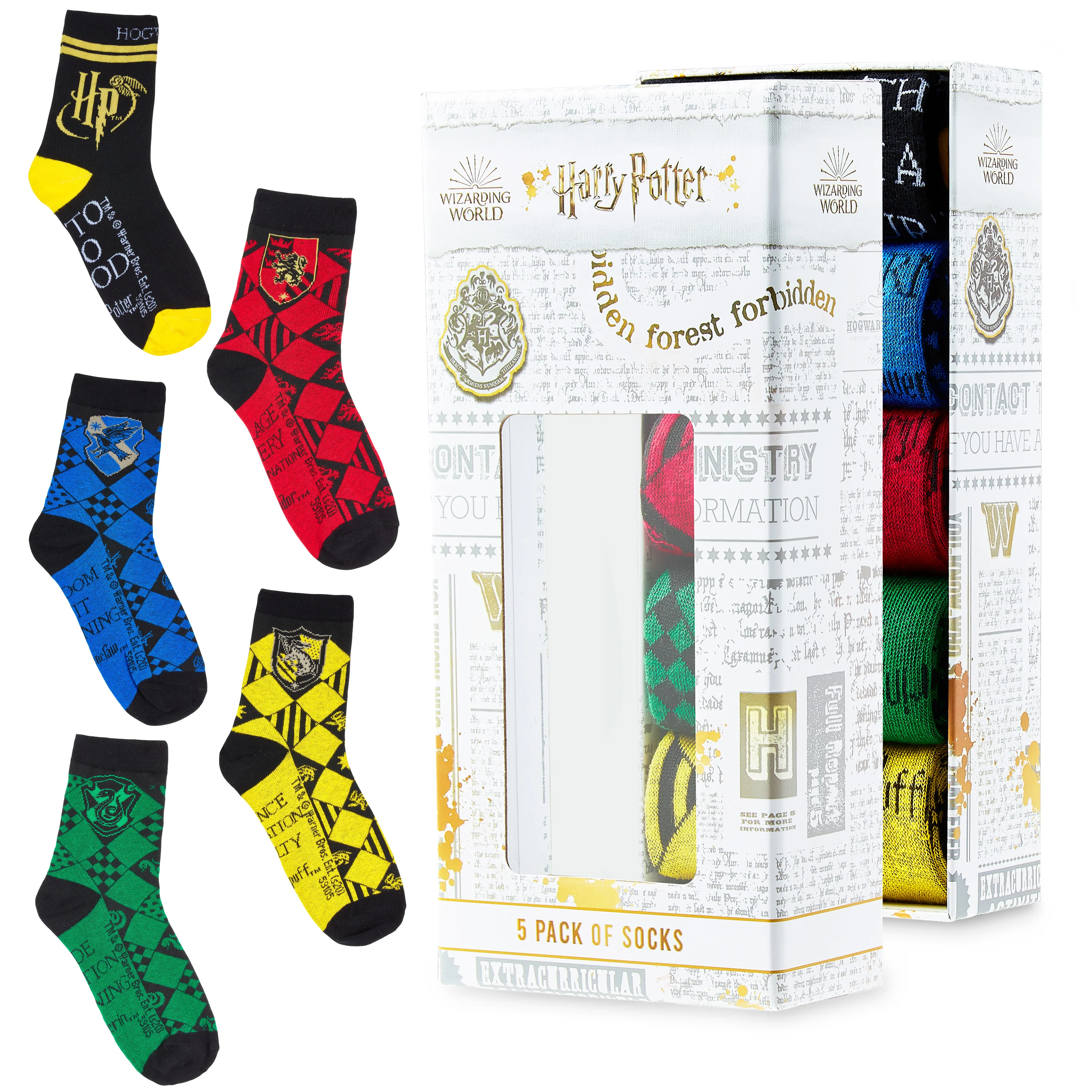 Harry Potter 5 Pack Socks In Size 4-7 Hogwarts Houses Novelty Clothes - Image 3
