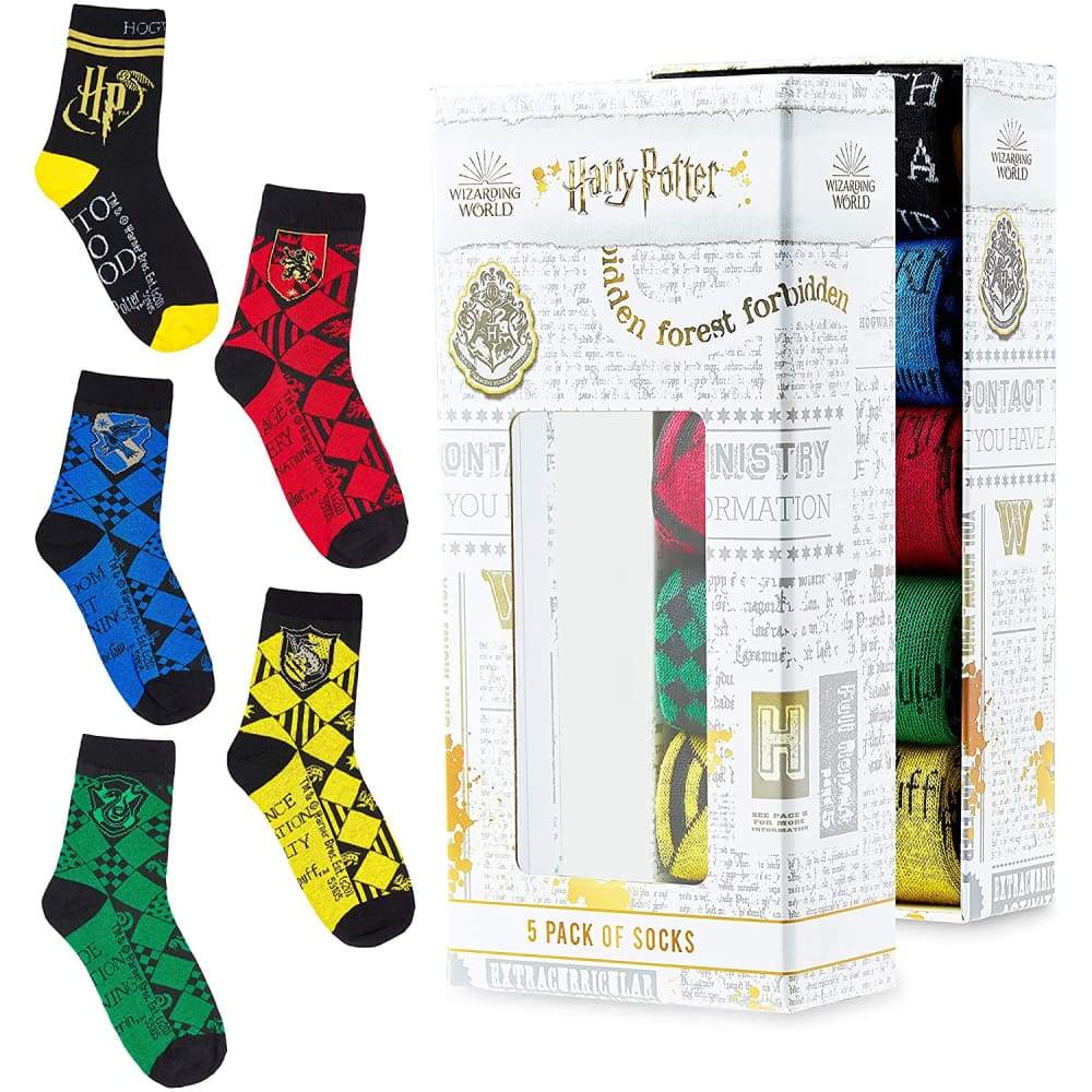Harry Potter 5 Pack Socks In Size 4-7 Hogwarts Houses Novelty Clothes - Image 3