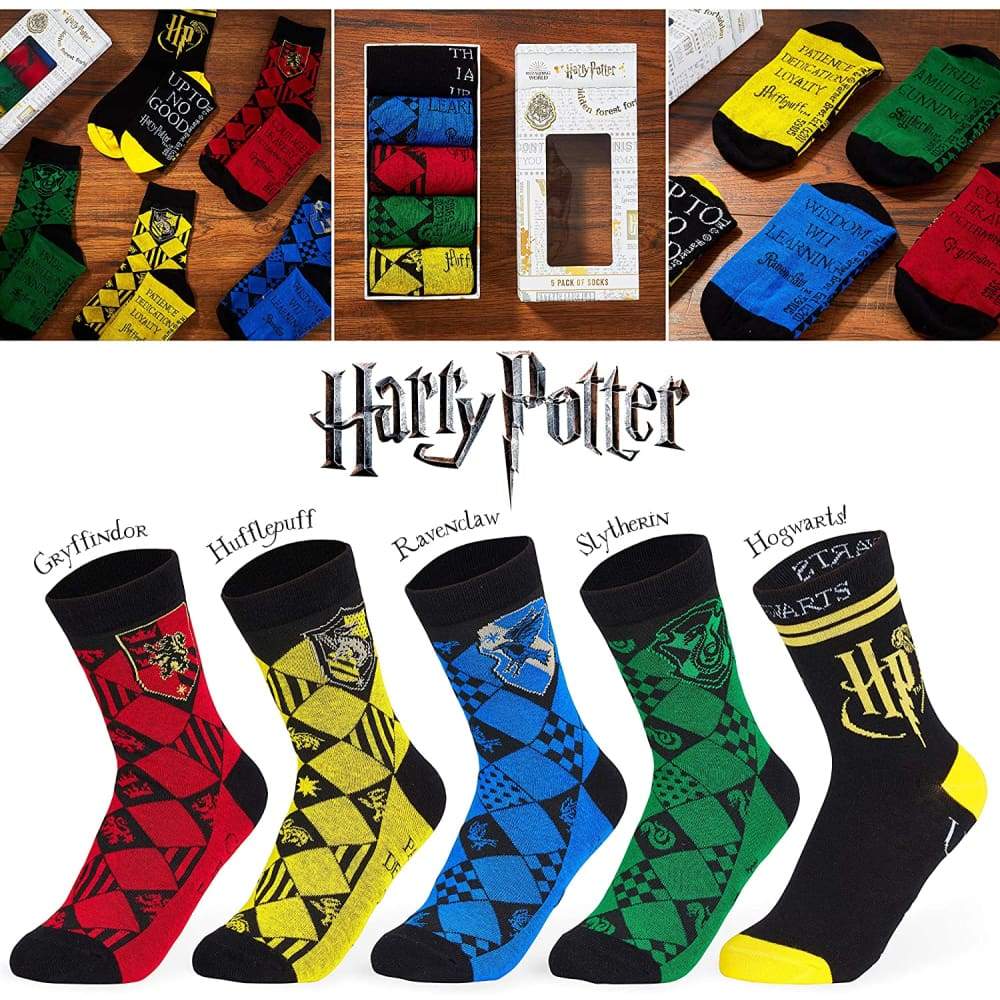 Harry Potter 5 Pack Socks In Size 4-7 Hogwarts Houses Novelty Clothes - Image 6