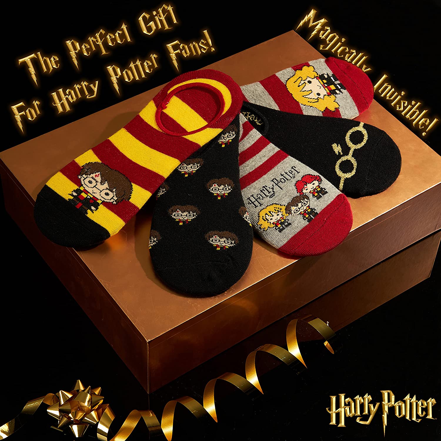 Harry Potter 5 Pairs Invisible Socks, No Show Socks Harry Potter Gifts - Image 3