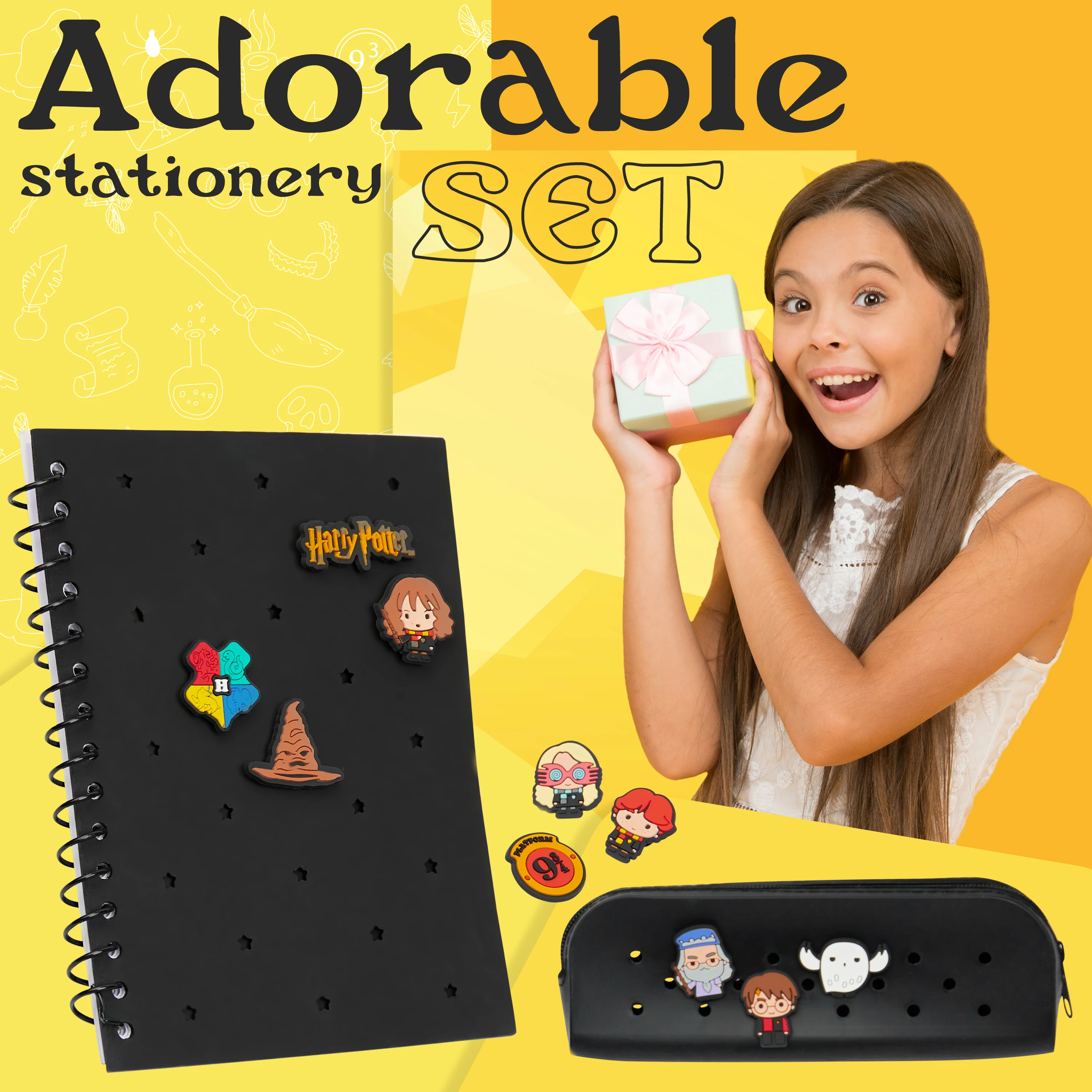 Harry Potter A5 Diary and Stationery Set with Customisable Chibi Character Pins - Image 3