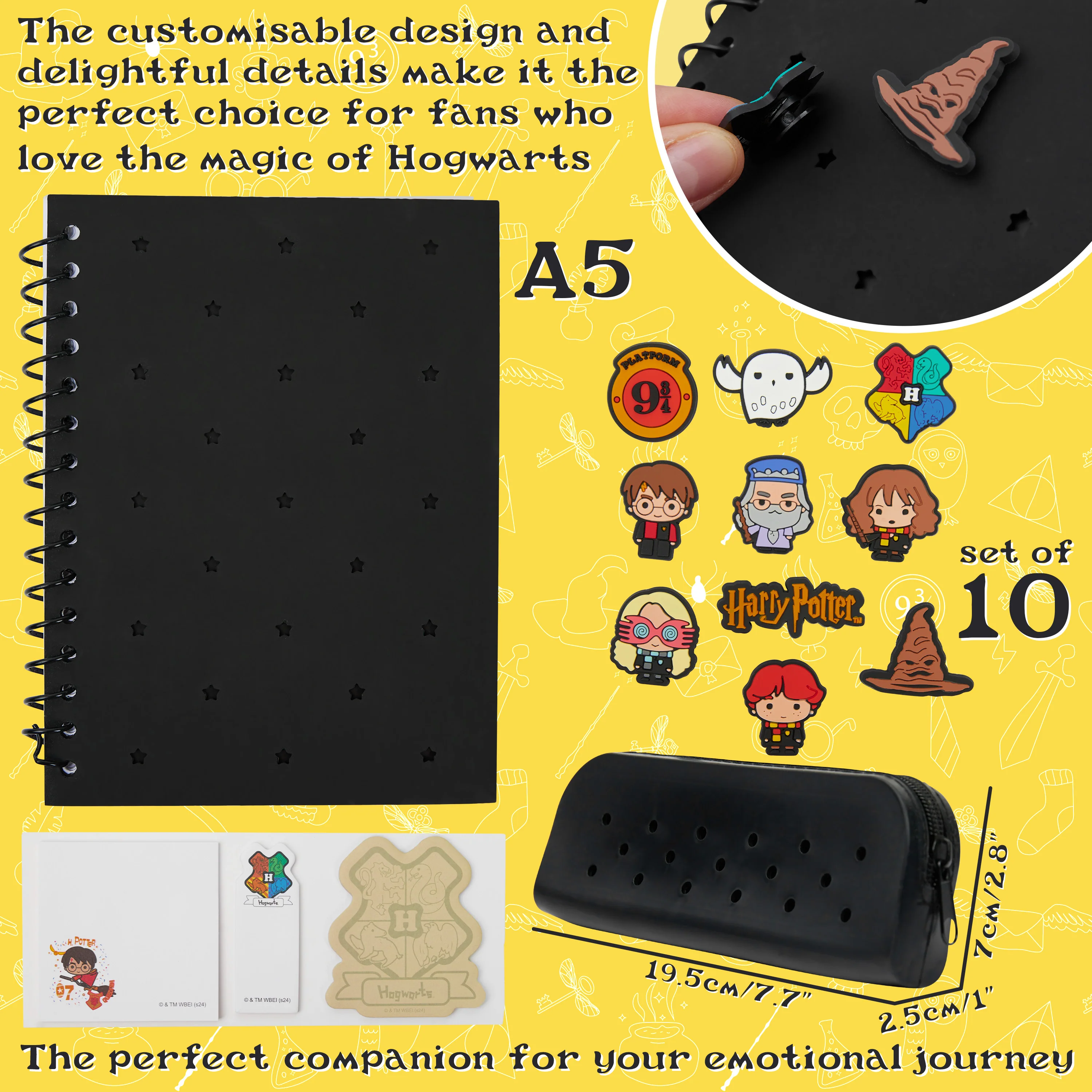 Harry Potter A5 Diary and Stationery Set with Customisable Chibi Character Pins - Image 6