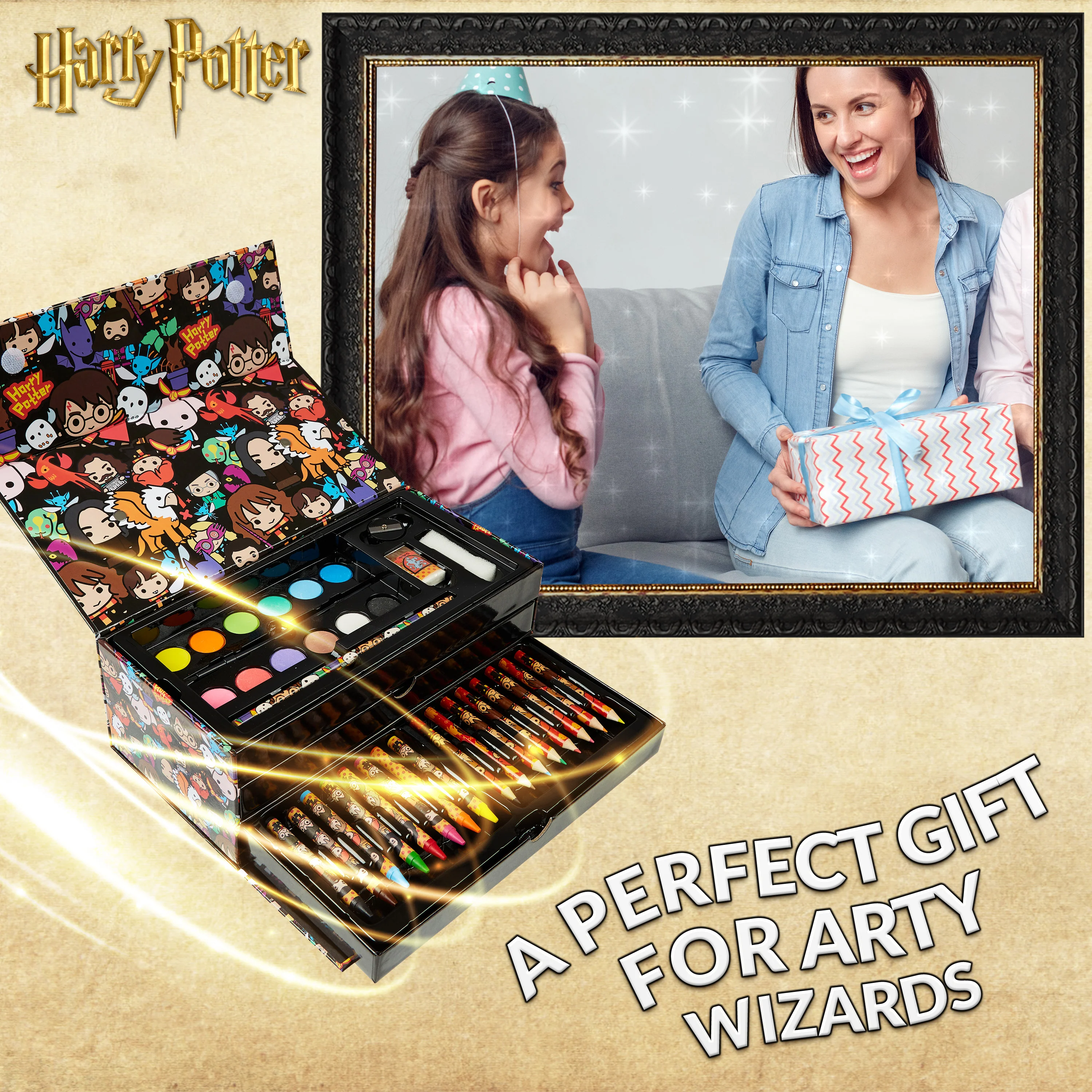 Harry Potter Art Set for Kids, Art Supplies Paints Colouring Pens Colouring Pencils Crayons Travel Carry Case Arts and Crafts, Gifts for Kids (Black) - Image 11