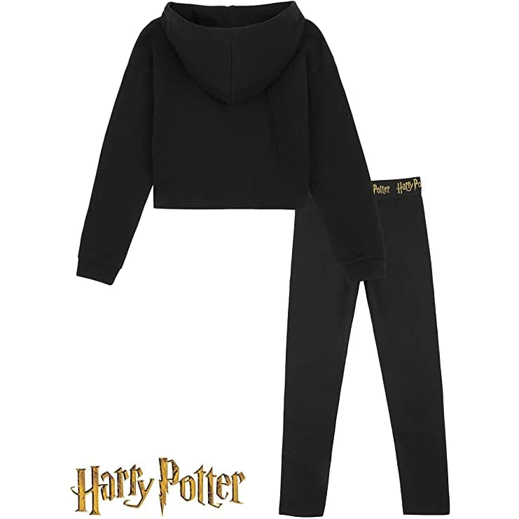 Harry Potter Black Cropped Hoodie & Leggings Cotton Set for Girls & Teenager - Image 7