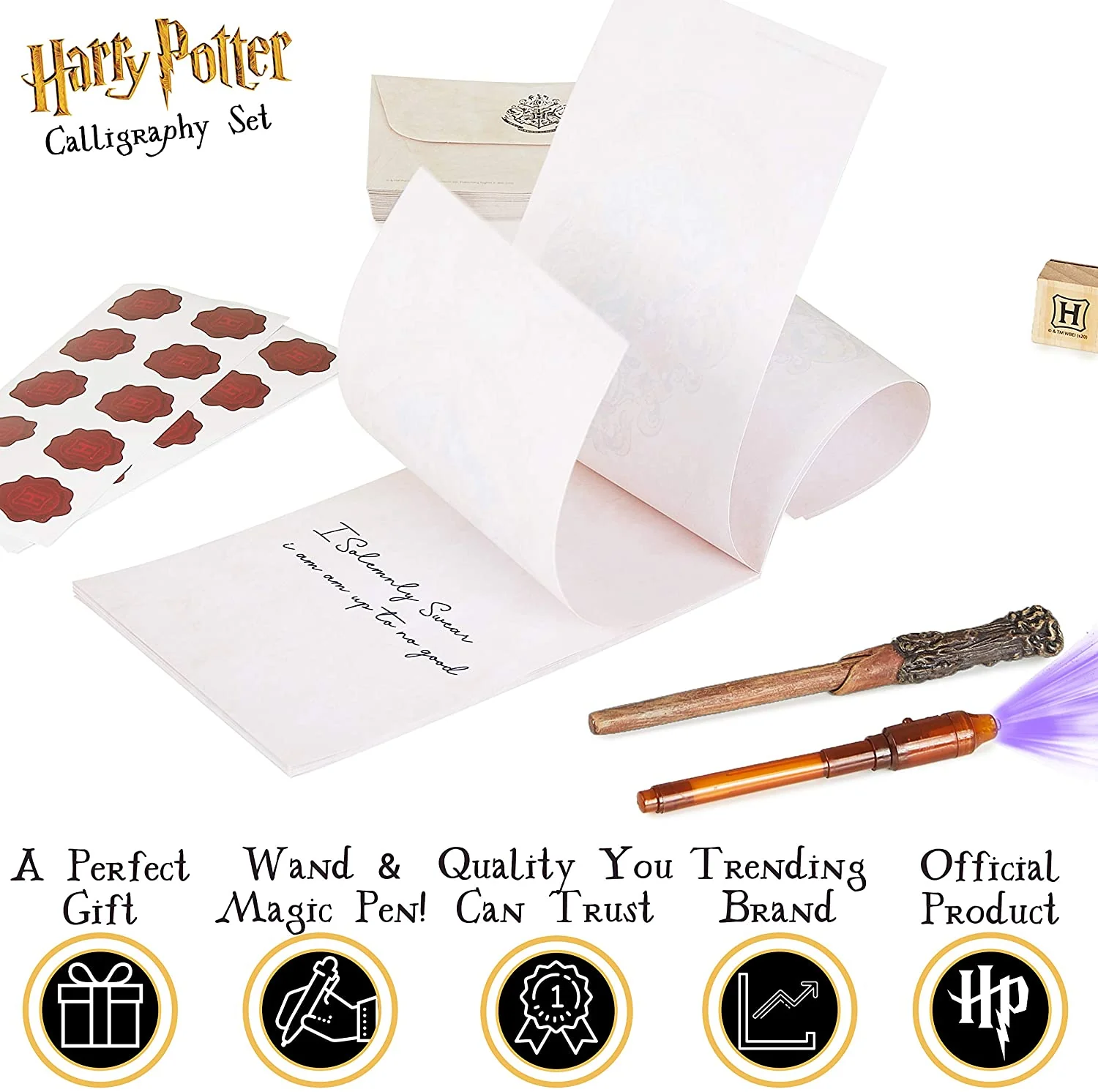 Harry Potter Gifts Letter Writing Set with Harry Potter Wand Pen Secret Messages Pen A5 Paper Envelopes Stamps & Wax Seal Stickers Stationery Supplies - Image 3