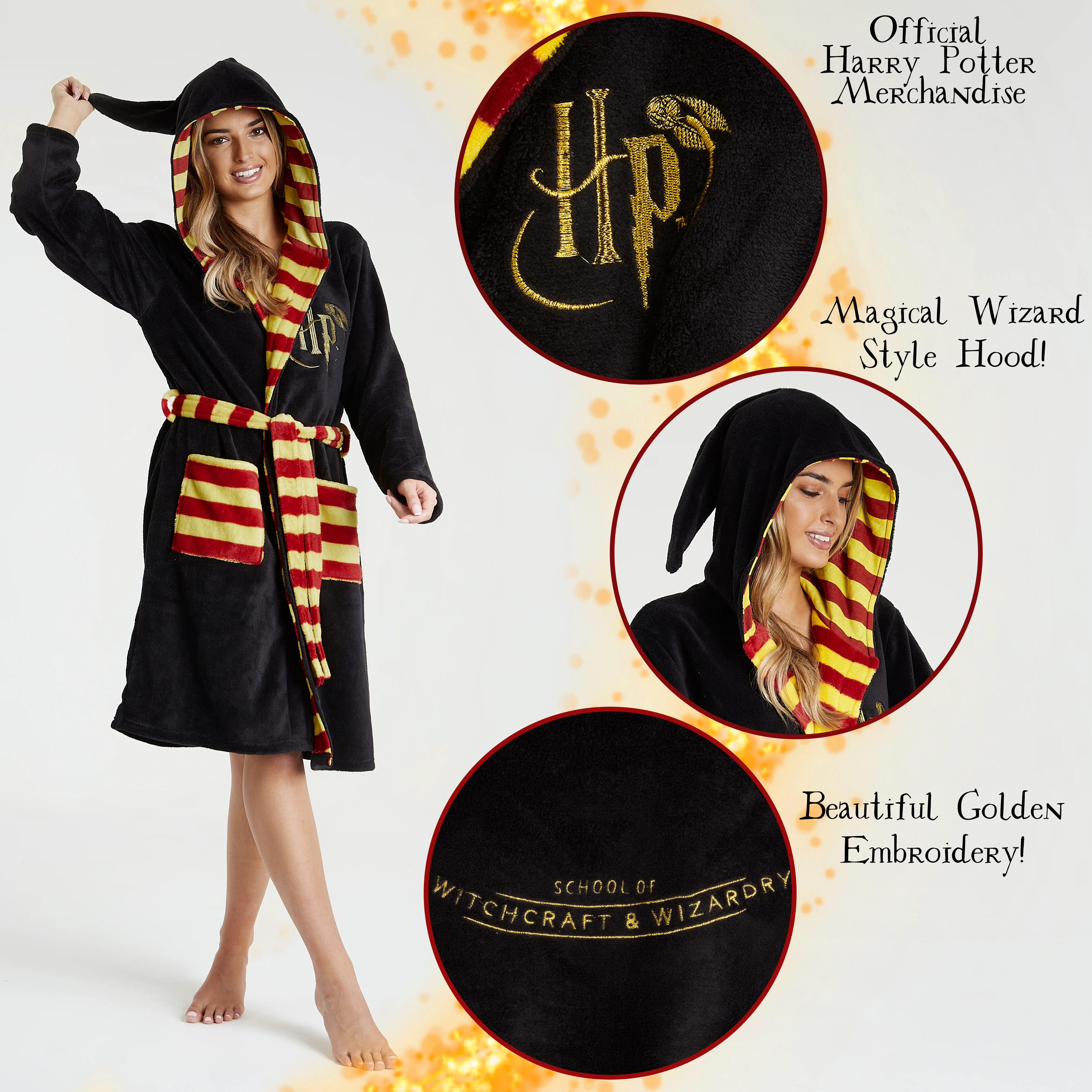 Harry Potter Dressing Gown, Adult Fleece Hooded Dressing Gowns for Women Or Men - Image 2