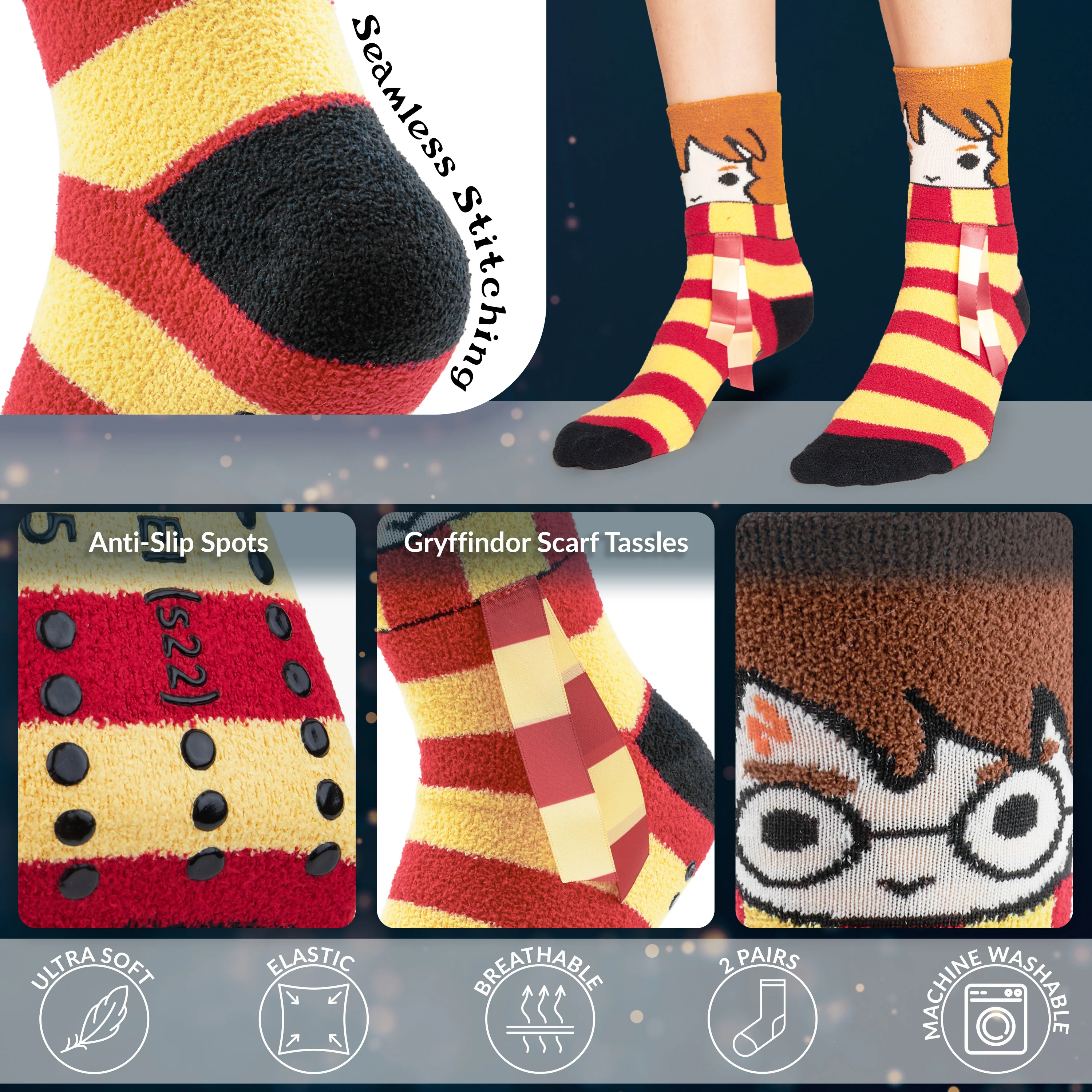 Harry Potter Fluffy Socks Womens, Multipack Slipper Socks - Image 4