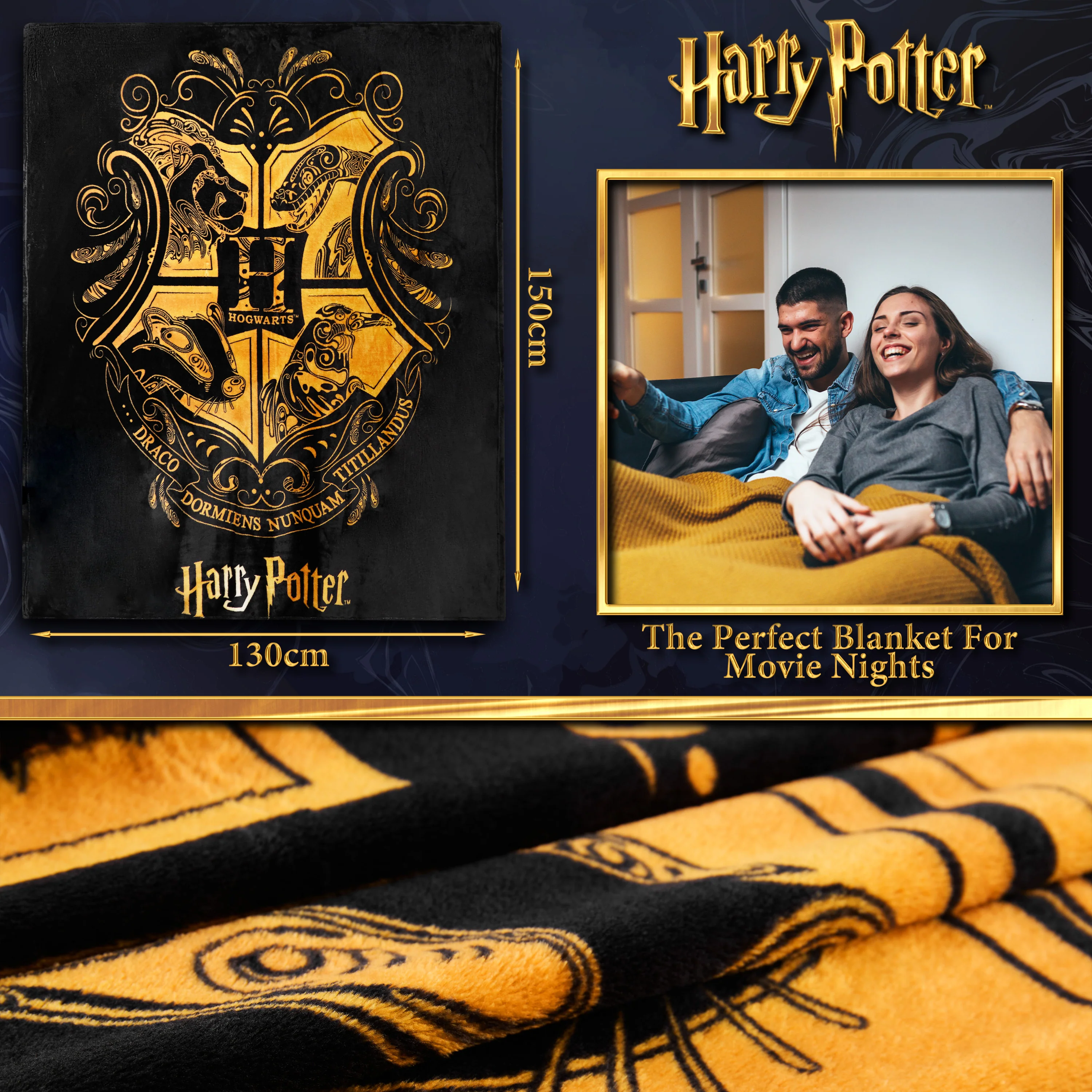 Harry Potter Gifts Fleece Bed Blanket Super Soft Cosy Bed Throw Hogwarts - Image 6