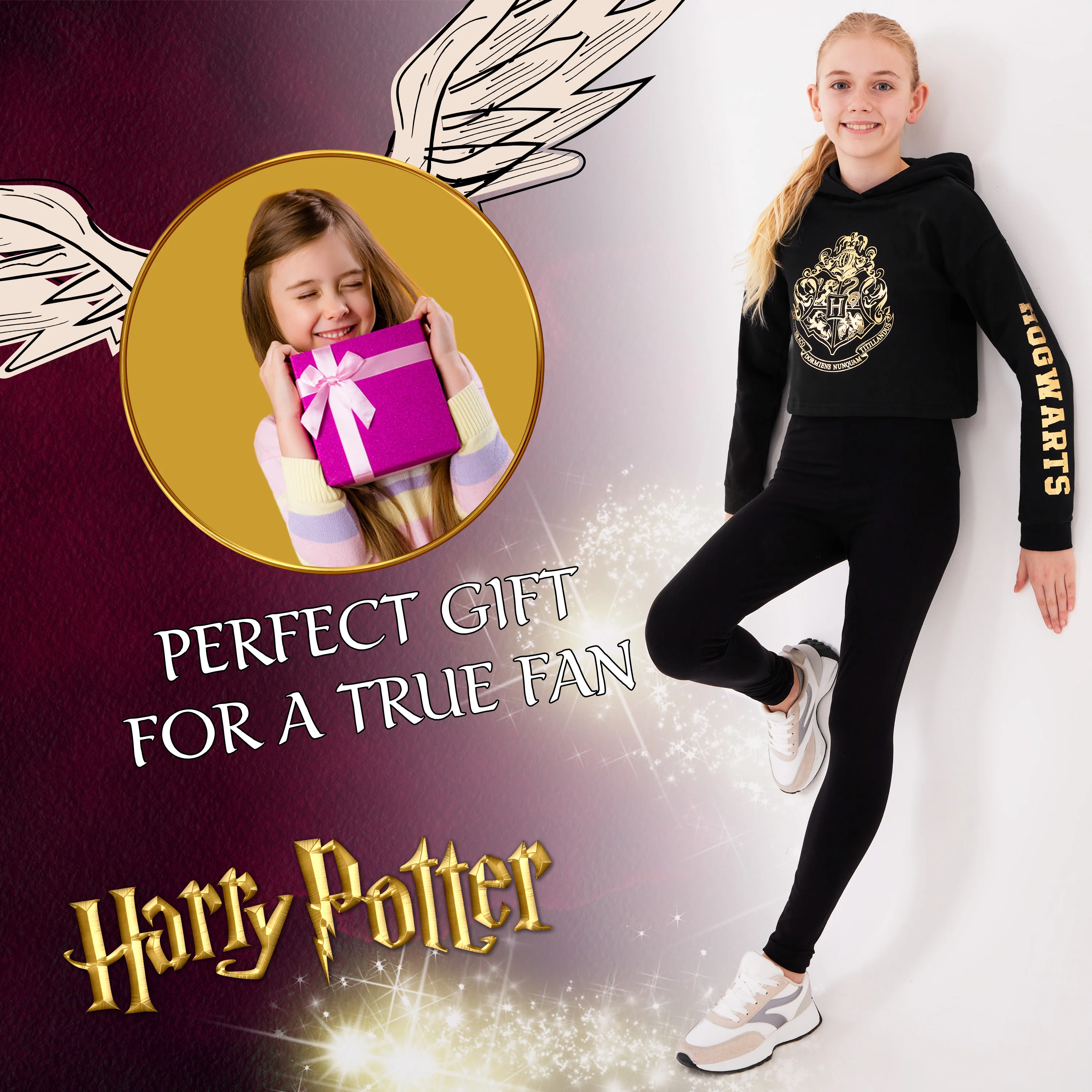 Harry Potter Girls Hoodie, Soft Cosy Hogwarts Hooded Sweatshirt - Image 3