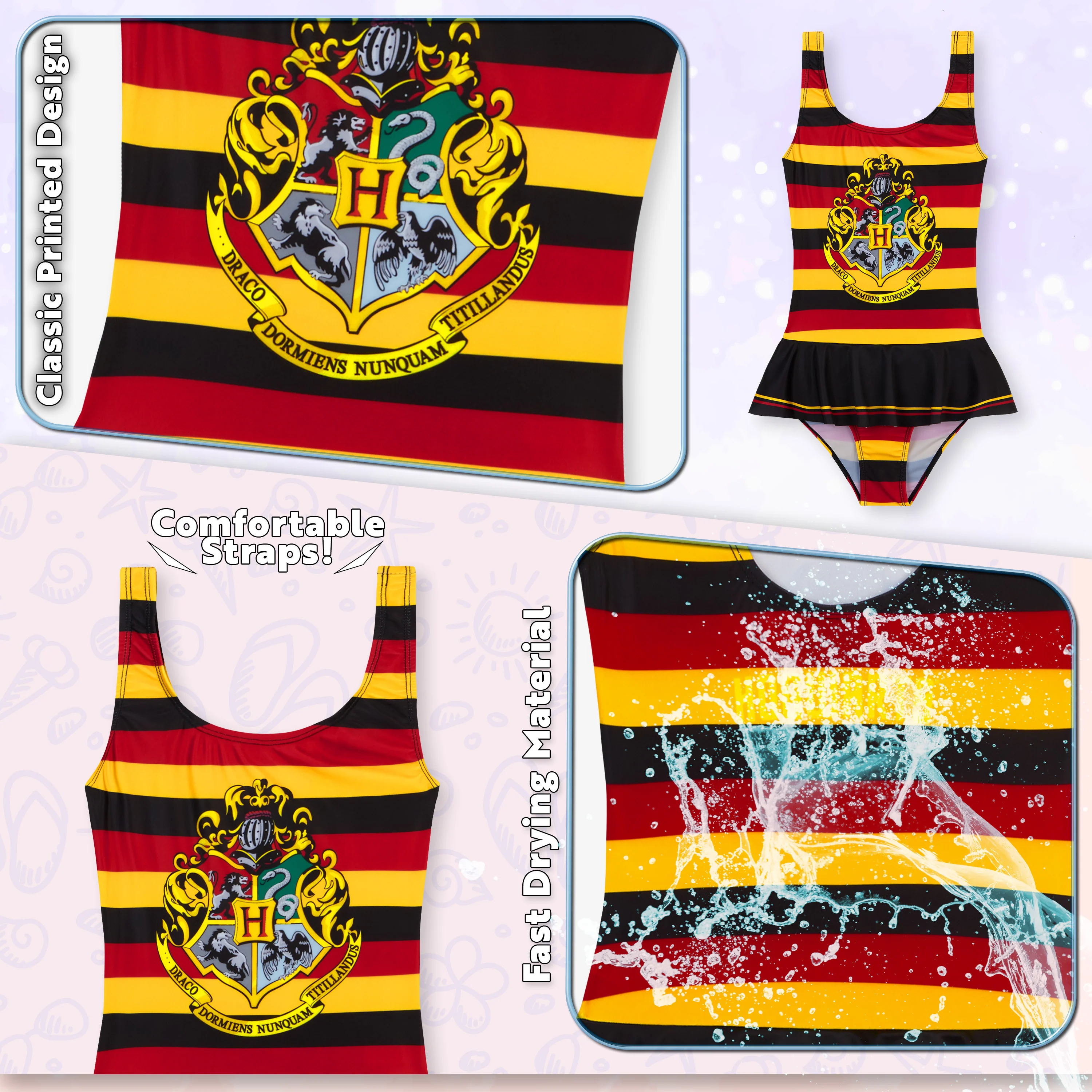 Harry Potter Girls Swimming Costume One Piece Full Body Swimsuit - Image 5