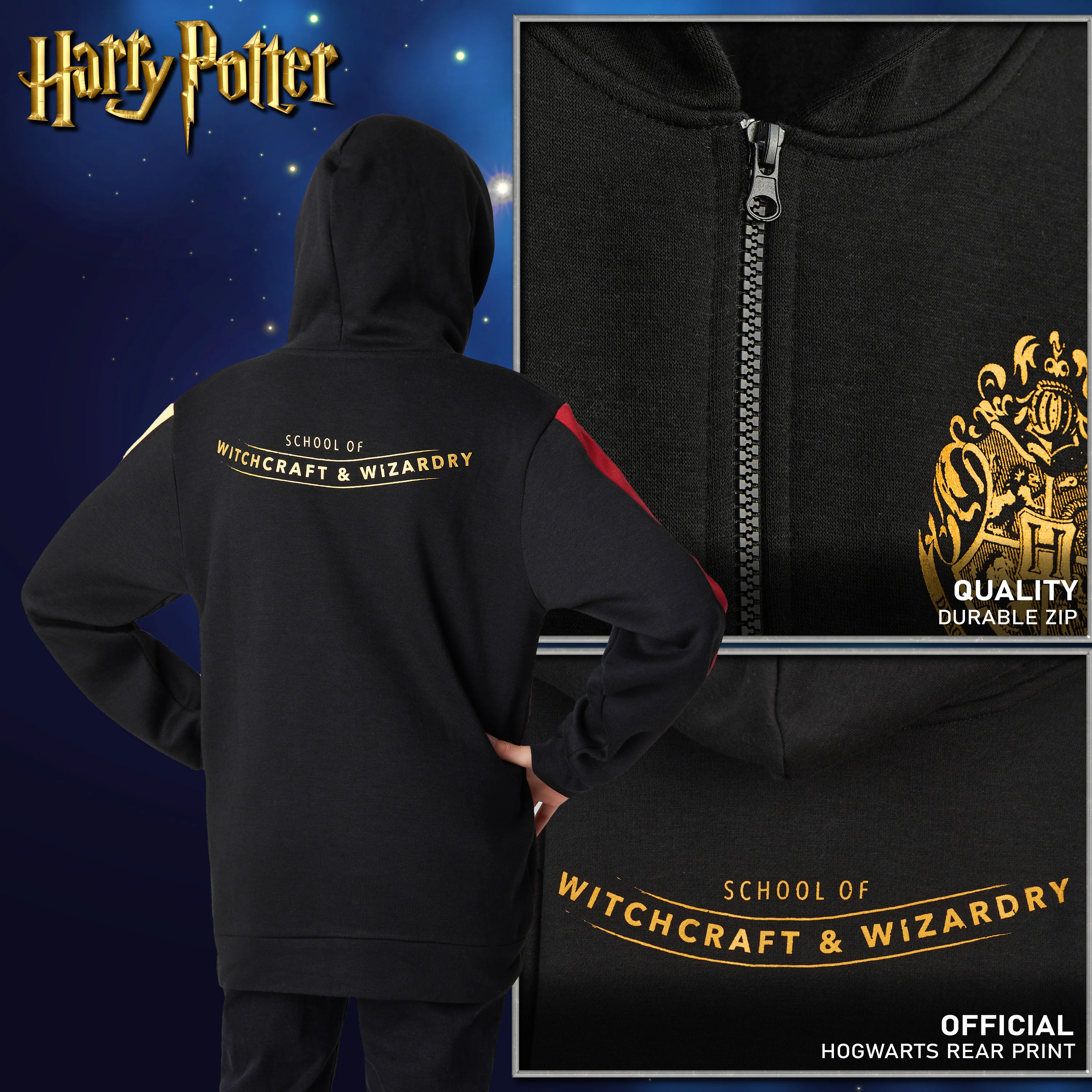 Harry Potter Girls Zipped Hoodie, Soft Cosy Hogwarts Hooded Sweatshirt - Gifts for Girls - Image 6