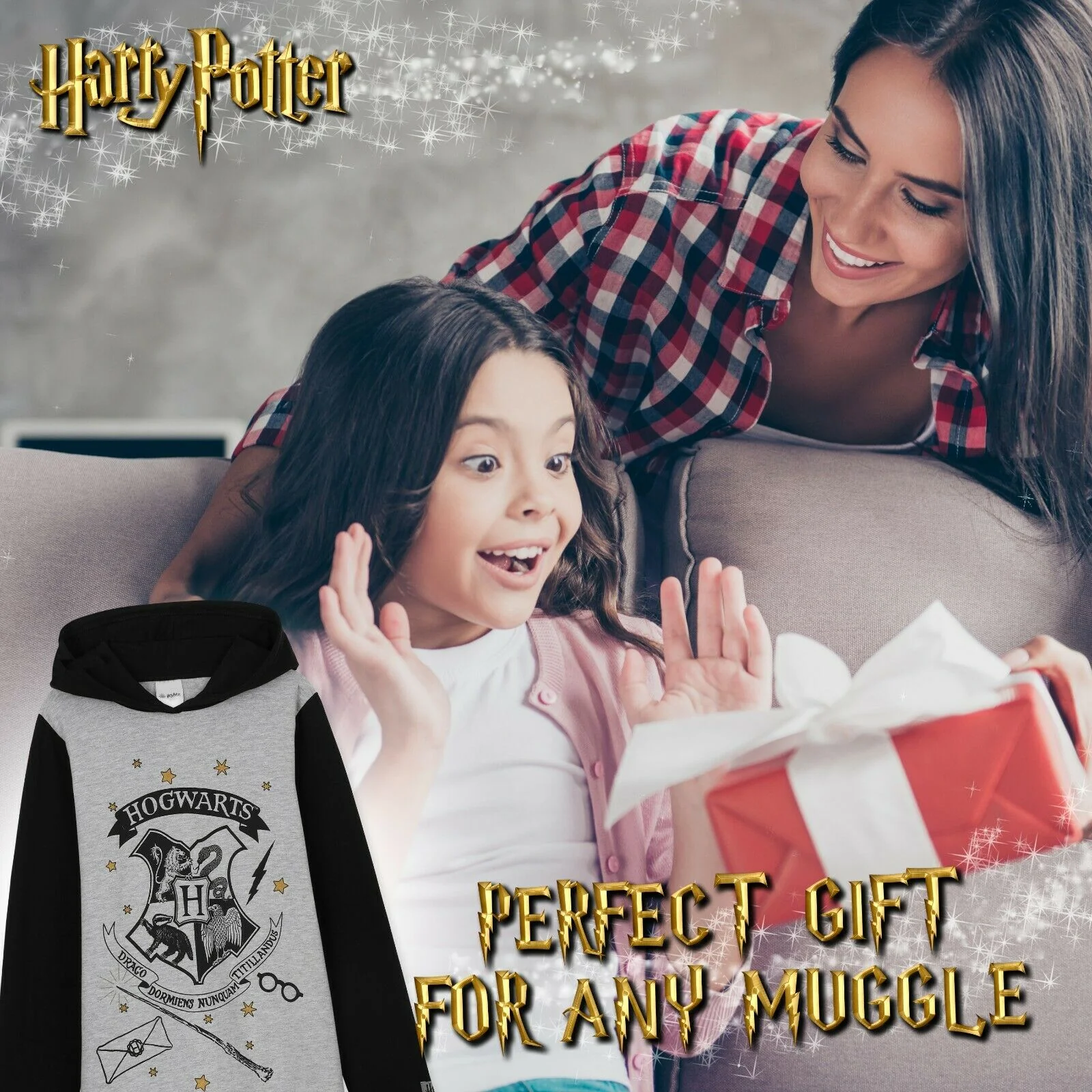Harry Potter Grey Hoodie Dress for Girls and Teens, Cotton Oversized Jumper - Image 2