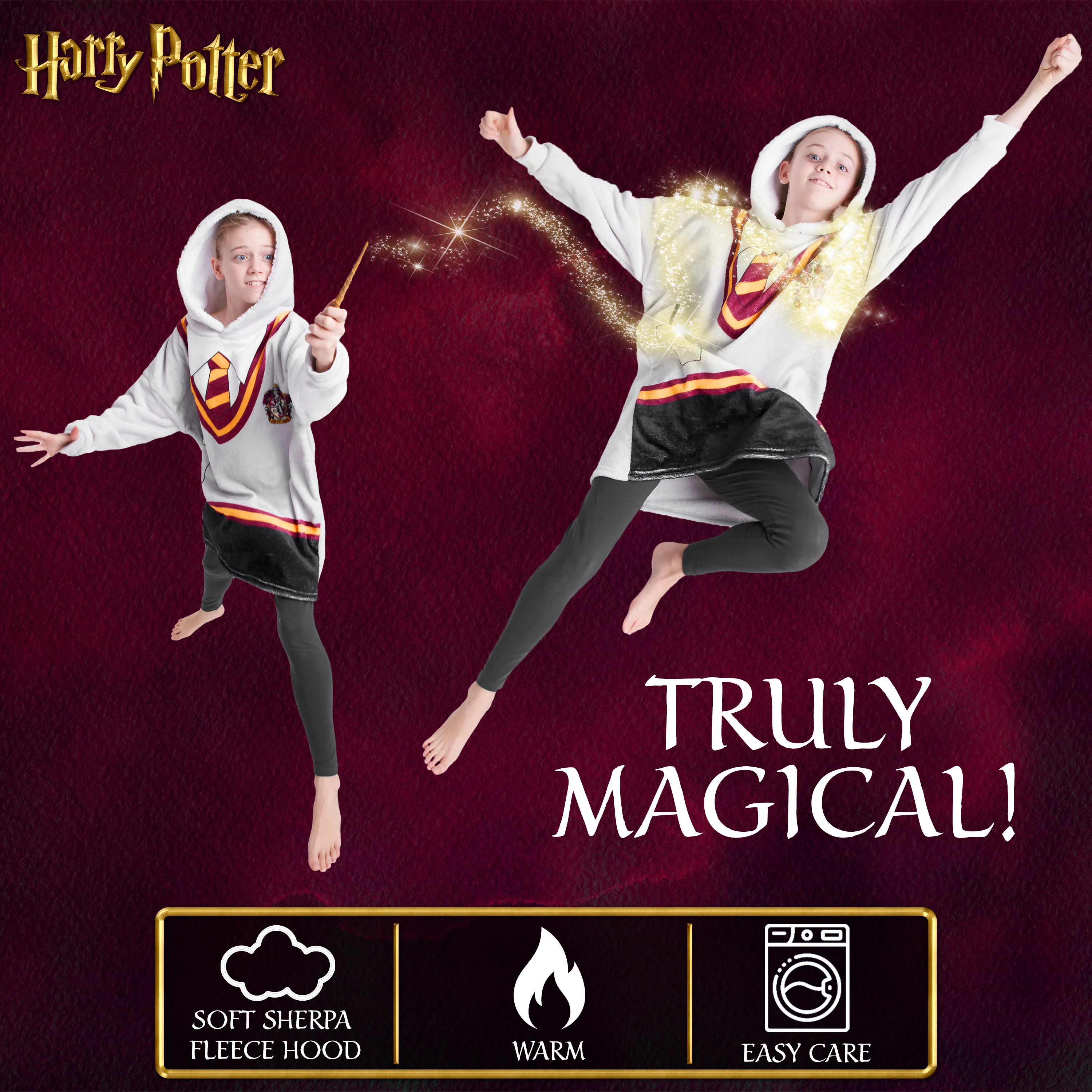Harry Potter Hoodie Blanket for Kids Teenagers Fleece Wearable Blanket Warm Oversized Hogwarts Gryffindor Hoodie Quidditch Golden Snitch Girls Gifts - Image 6