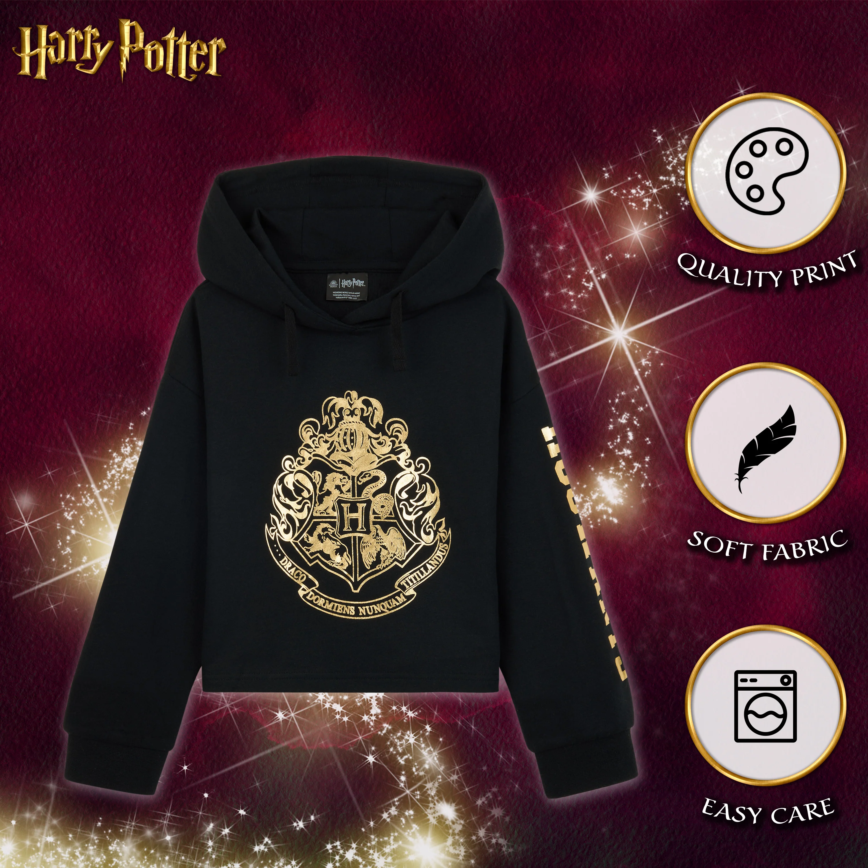 Harry Potter Hoodie Girls Teenagers Soft Hogwarts Black/Gold/Red Zip Up Hoodie Sweatshirt Girls Jumpers Age 5-14 Gifts for Girls - Image 5