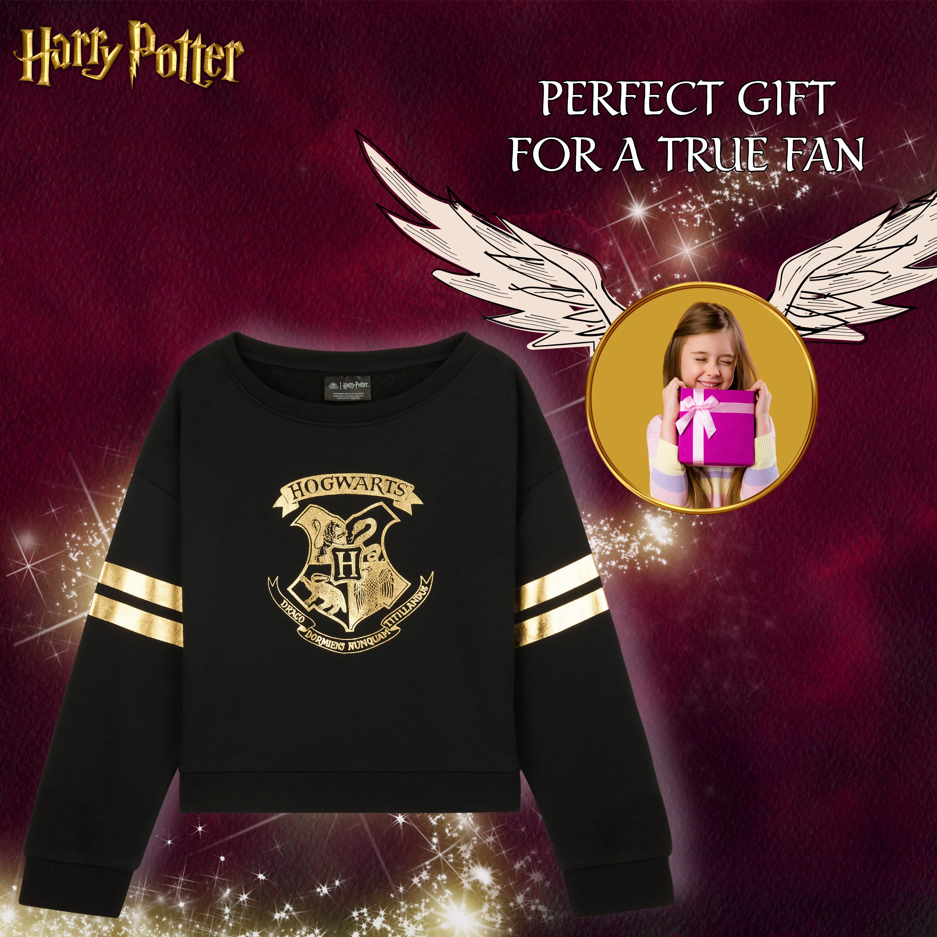 Harry Potter Hoodie Girls Teenagers Soft Hogwarts Black/Gold/Red Zip Up Hoodie Sweatshirt Girls Jumpers Age 5-14 Gifts for Girls - Image 2