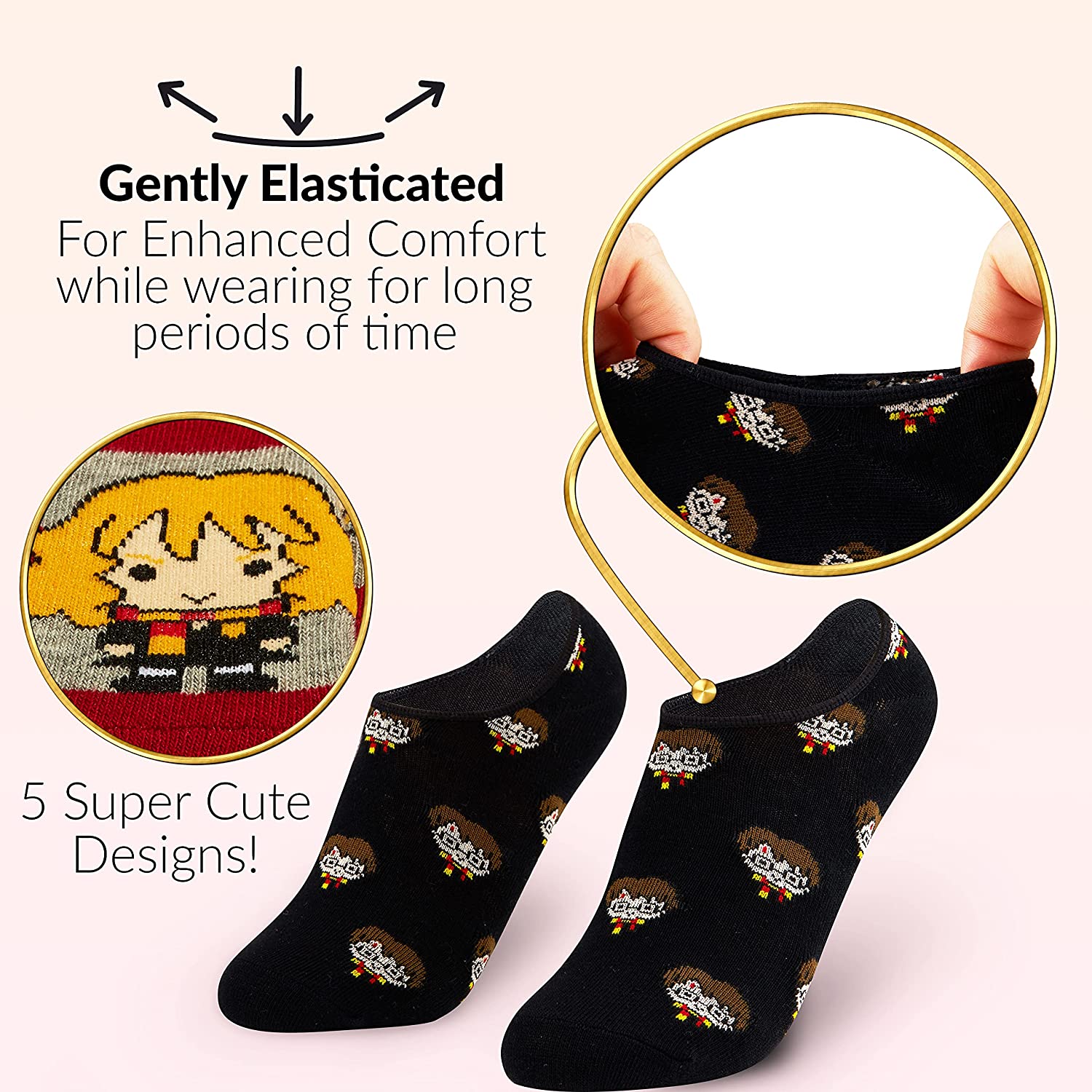 Harry Potter Invisible Socks Kids, 5 x No Show Socks Low Cut Socks Harry Potter Gifts - Image 5