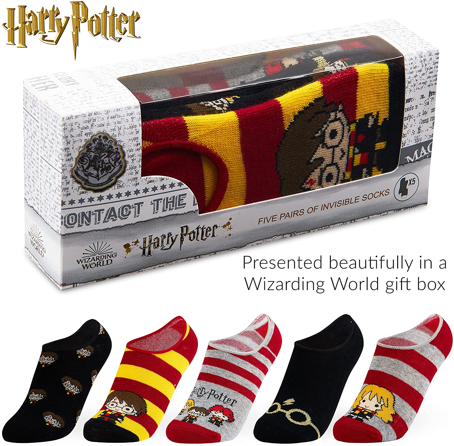 Harry Potter Invisible Socks Kids, 5 x No Show Socks Low Cut Socks Harry Potter Gifts - Image 7