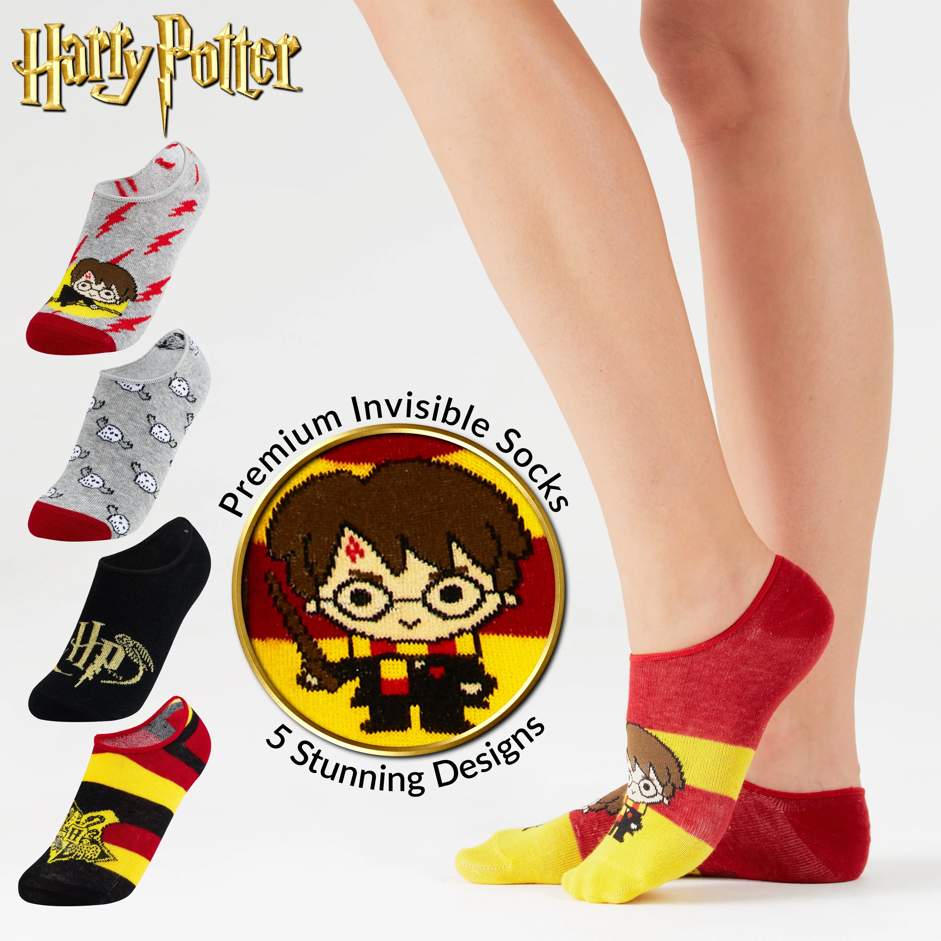 Harry Potter Invisible Socks, No Show Socks 5 Pairs, Harry Potter Gifts - Image 2