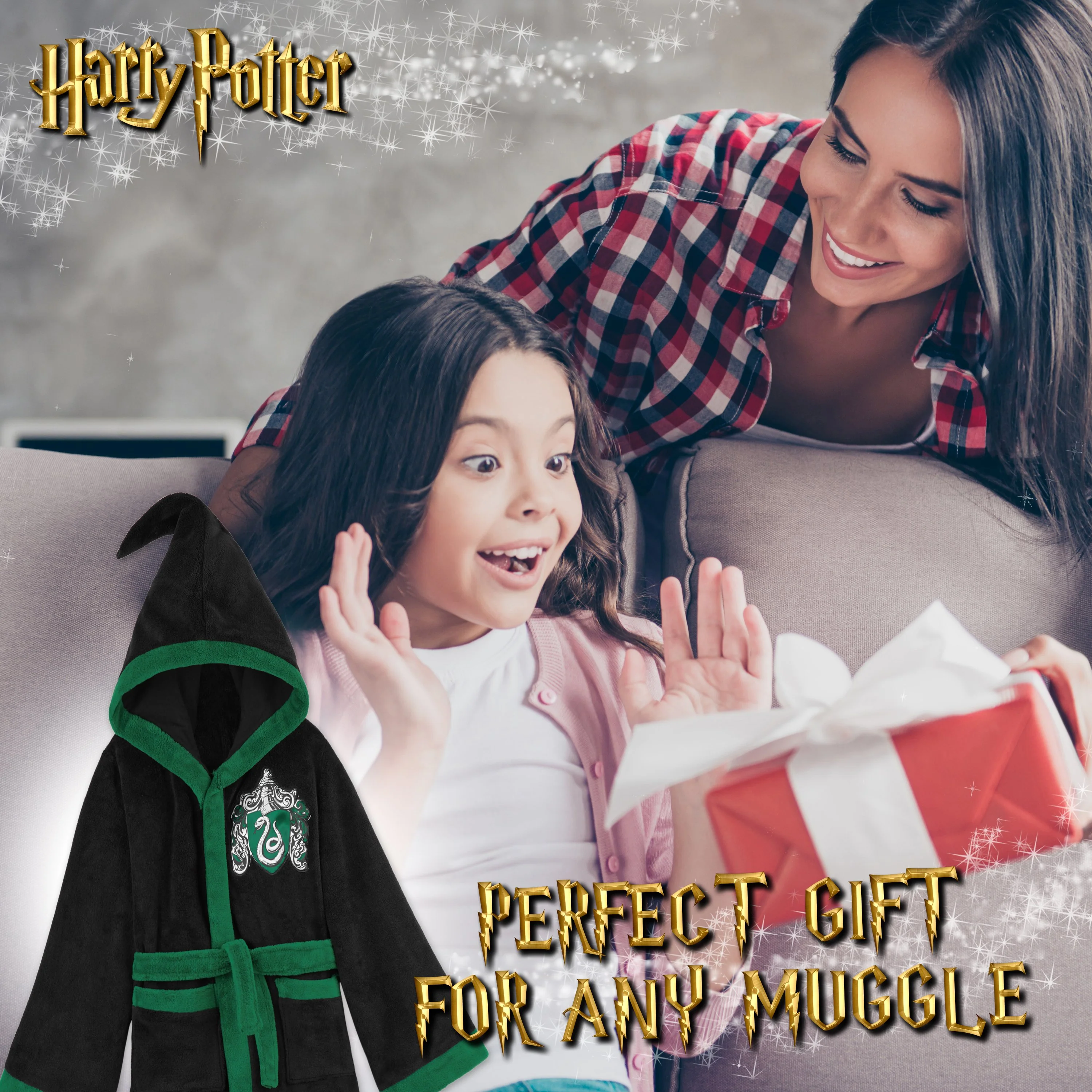 Harry Potter Kids Dressing Gown, Slytherin Soft Fleece Robe For Boys - Image 2