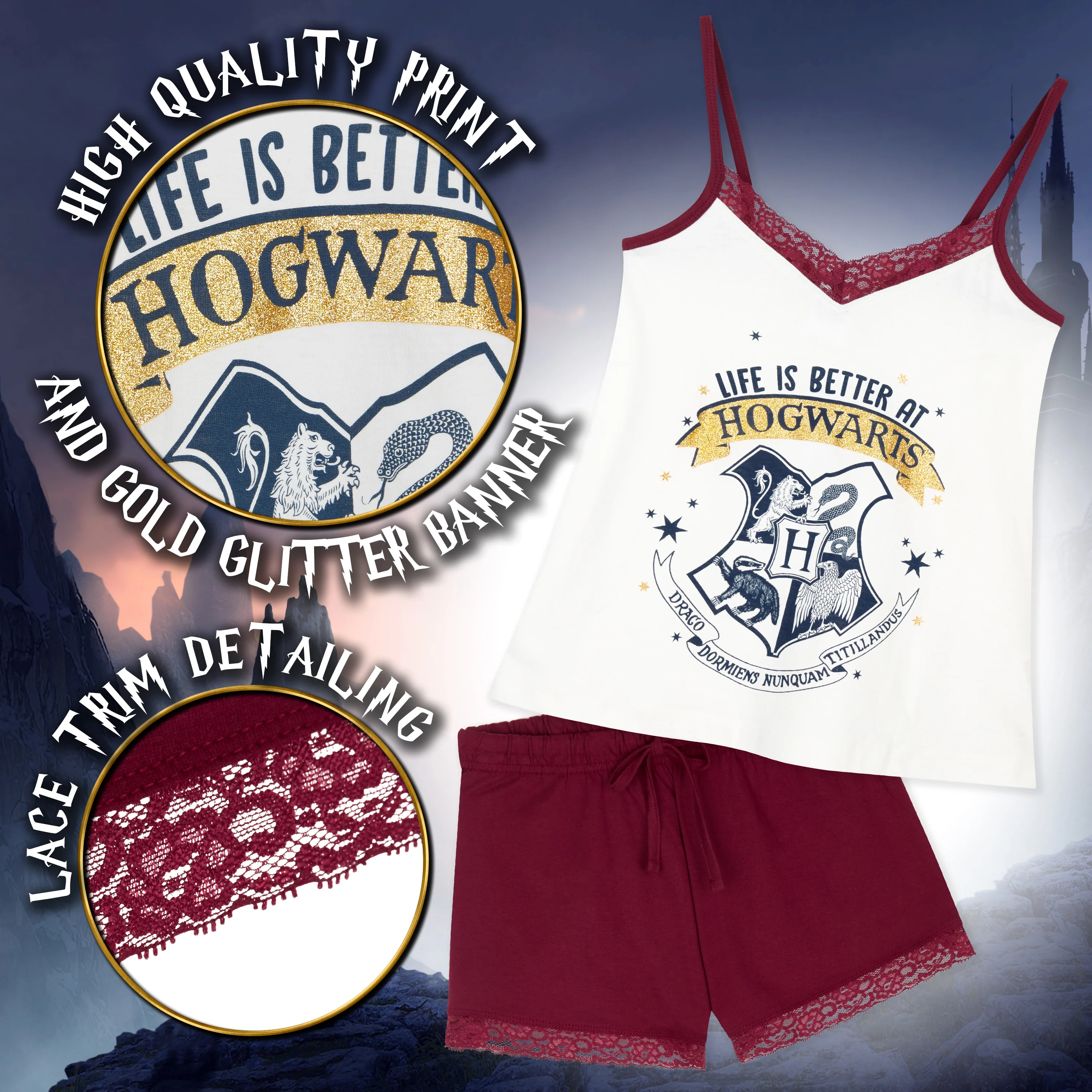 Harry Potter Ladies Pyjamas, Womens Shorts and Top Set, Women’s Nightwear - Image 2