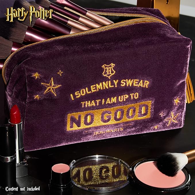Harry Potter Makeup Bag for Women, Teenagers, Girls - Velvet Hogwarts Cosmetic Bags - Image 6
