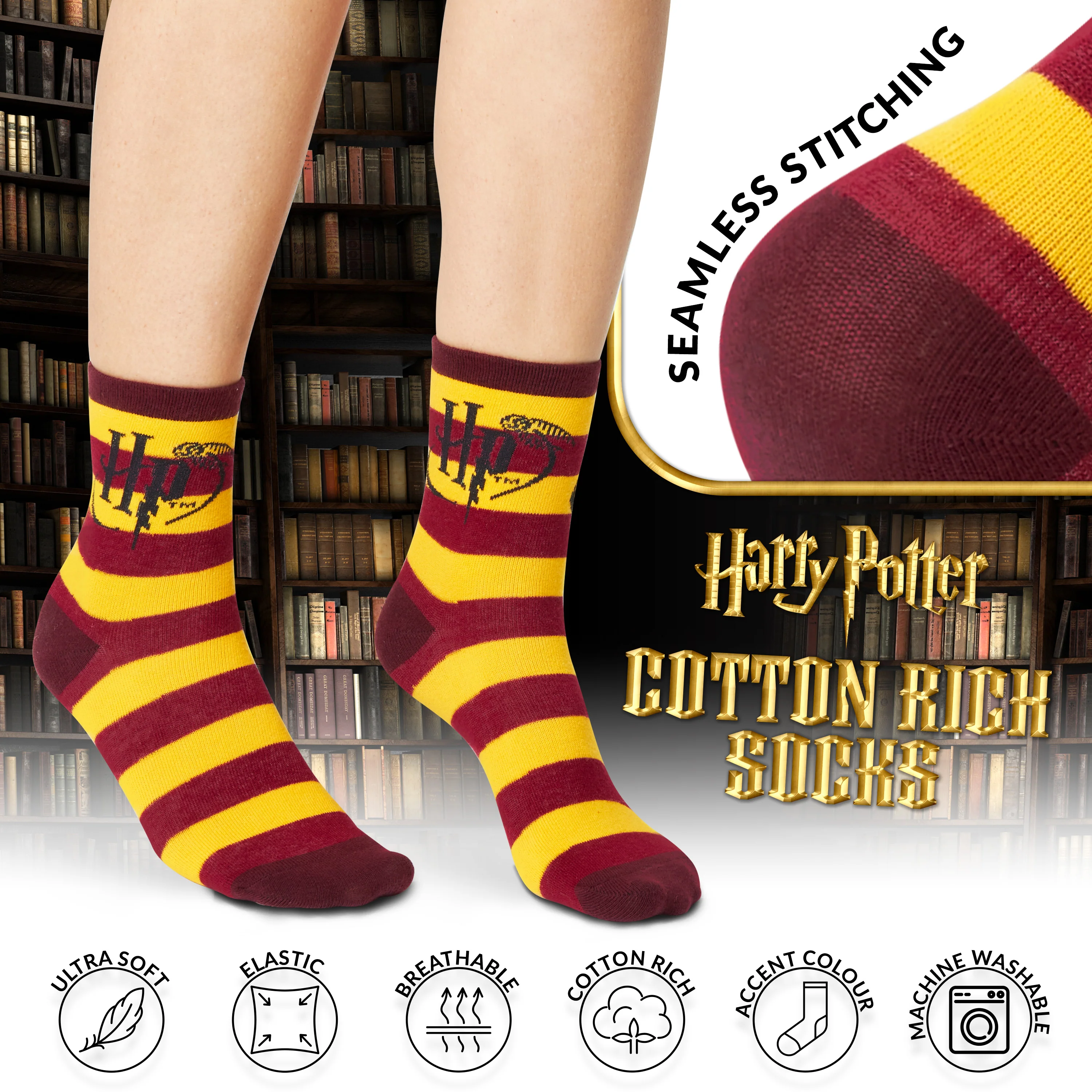 Harry Potter Mug and Socks Gift Set for Women Teenagers Hogwarts Calf Socks Ceramic Mug, Secret Santa Gifts for Women (Yellow Mug & Socks, Mug: 325ml, Socks: 4/7 UK) - Image 4