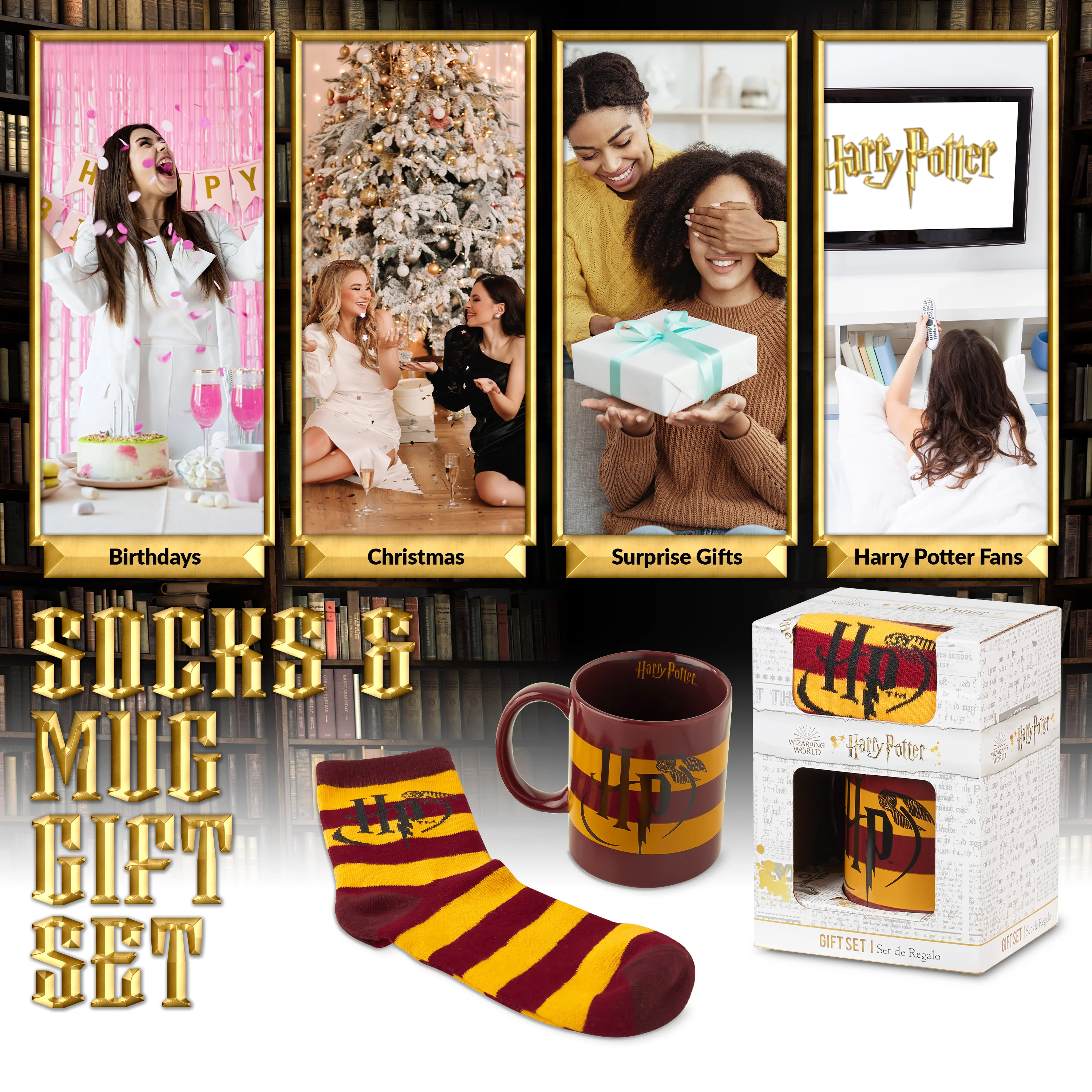 Harry Potter Mug and Socks Gift Set for Women Teenagers Hogwarts Calf Socks Ceramic Mug, Secret Santa Gifts for Women (Yellow Mug & Socks, Mug: 325ml, Socks: 4/7 UK) - Image 7